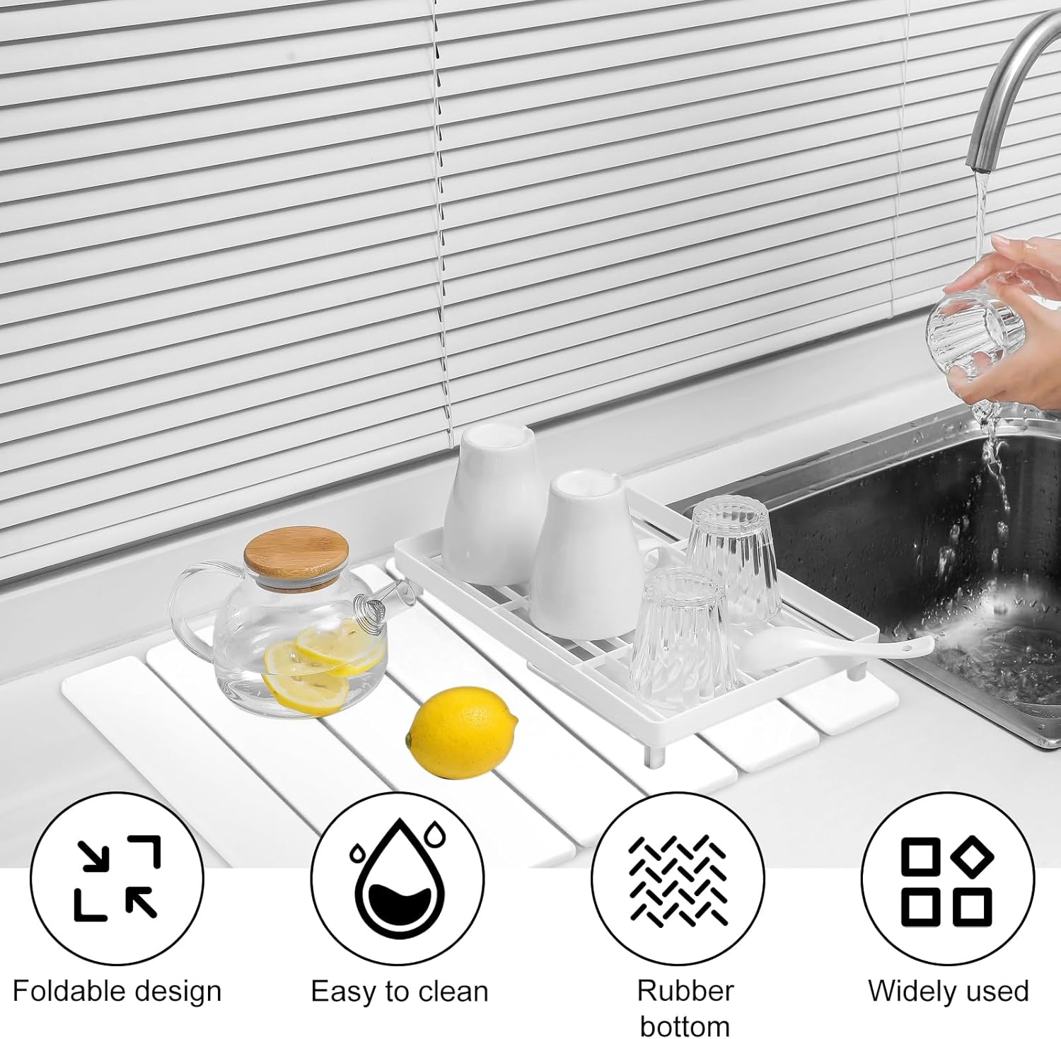 Stone Drying Mat Foldable Stone Dish Drying Mat Nonslip Stone Drying Pad Reusable Dish Drainer Mat Multifunctional Stone Kitchen Drying Mat Large Diatomite Drying Mat for Home image number 1