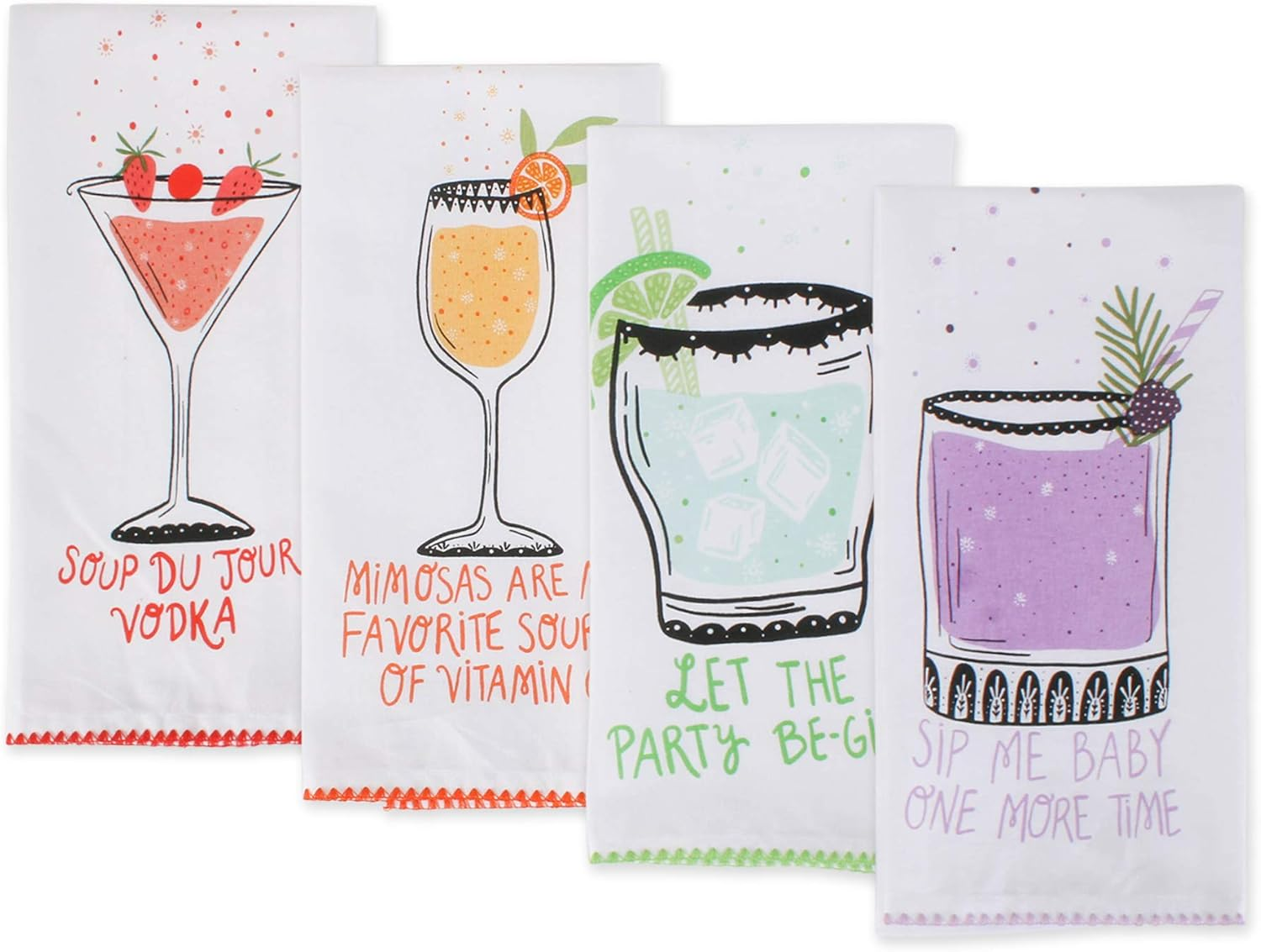 DII Decorative Printed Kitchen Towels Absorbent & Fast-Drying Tea Towel Set, 18X28, Sassy Cocktails, 4 Piece image number 4