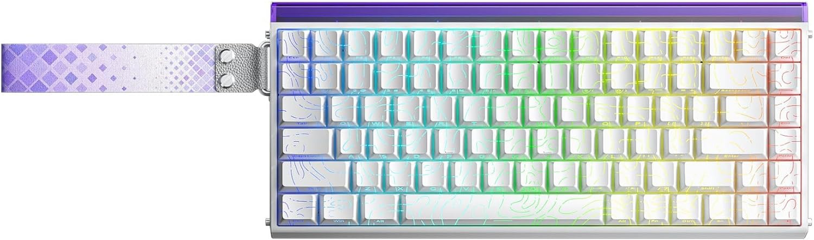Aula Hero 84 HE Magnetic Switch Keyboard &ndash; Hall Effect, 0.01Mm Rapid Trigger, 8000Hz Polling, RGB Neon Light Box, Hot-Swappable, Web Driver, 84-Key Compact Layout (White Contour, Pluto Switch)