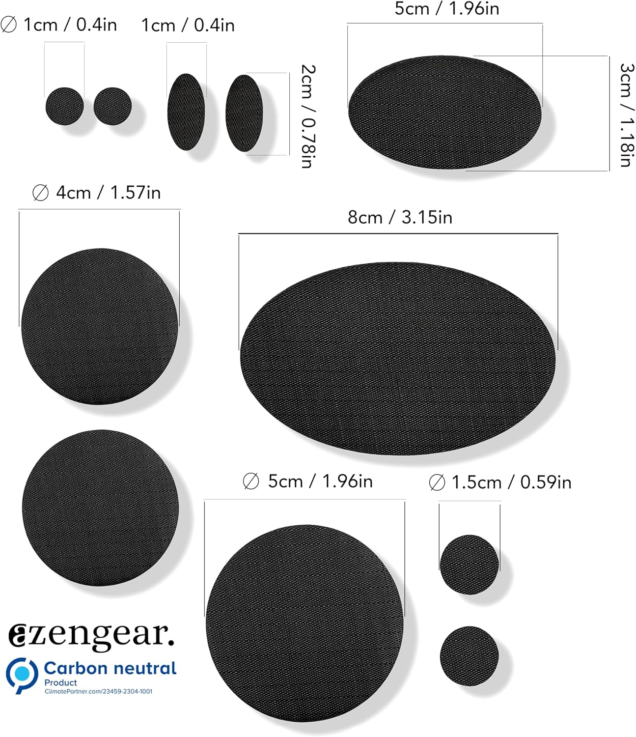 Azengear Repair Patches Waterproof, Self-Adhesive, Tear-Cold-Heat-Resistant Polyester Fabric to Fix down Jacket, Puffer, Snowsuit, Shoe, Tent, PVC, Clothing, Upholstery (11 Pcs, Black) image number 1