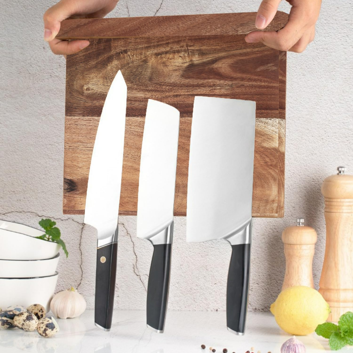 Uniharpa Magnetic Knife Block 12 X 10 Inch Holder Rack Double Side Magnetic Stands with Strong Enhanced Magnet & anti Slip Feet for Safe image number 6
