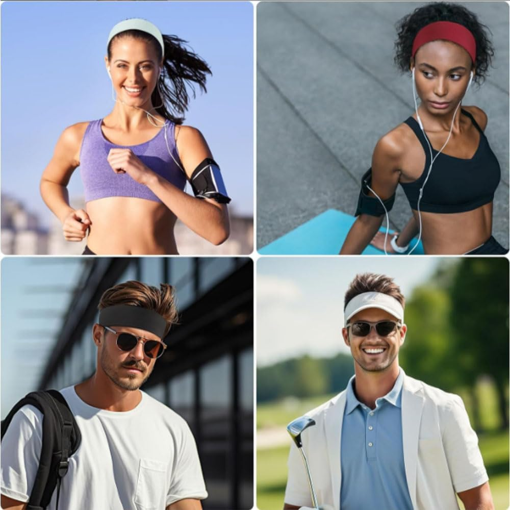 Leanockesa 8 Pack Non-Slip Headbands for Women,Trendy Elastic Hair Bands, Soft Thick Cotton Cloth Headband for Workout, Yoga, Running, Sports and Everyday Use image number 2