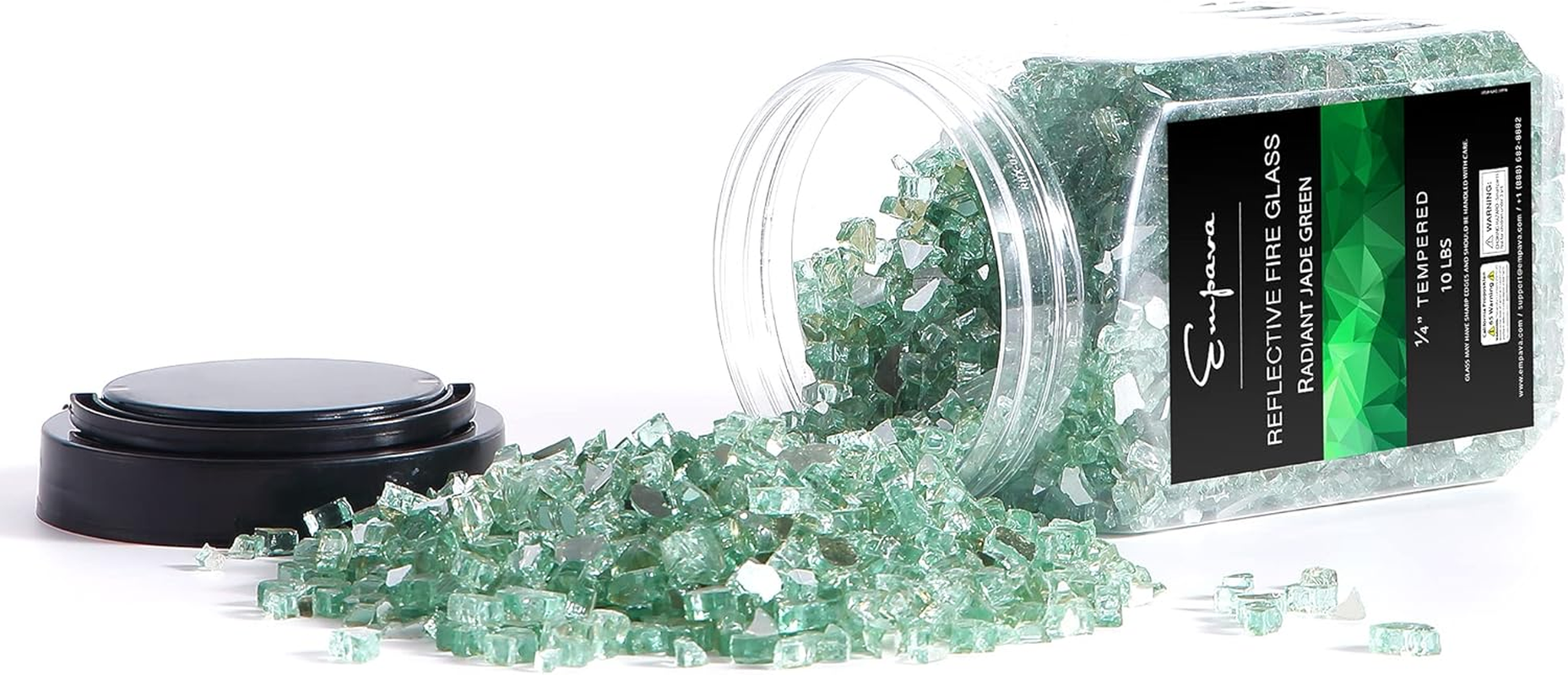 Empava 10 Lbs. 1/4-In Reflective Tempered Glass for Gas Fire Pit, Radiant Jade Green image number 2