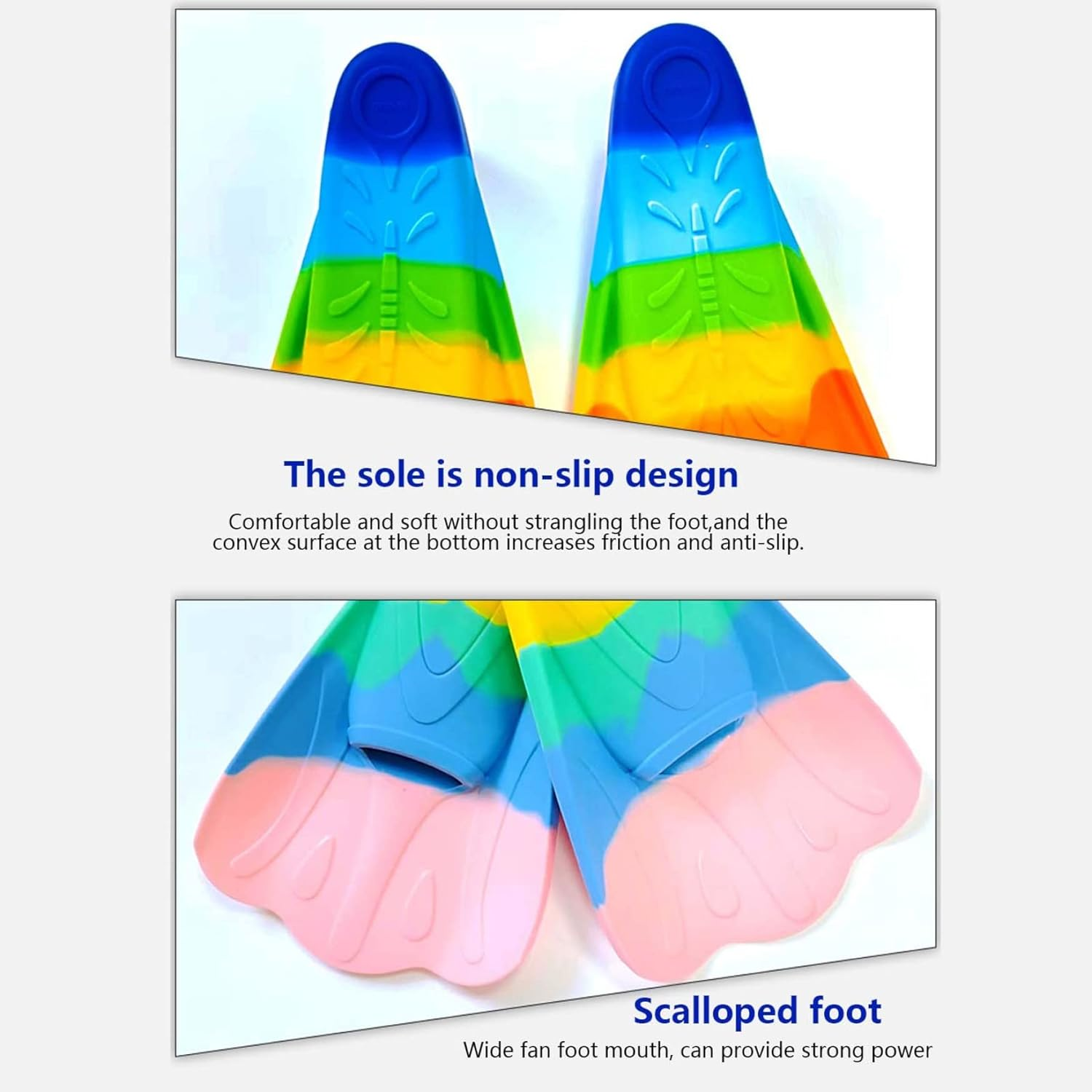 .Swimming Flippers Kids Swim Fins Comfortable Soft Silicone Swim Flippers for Swimming and Diving Beginners Kids Girls Boys Adults (XS)/ image number 6