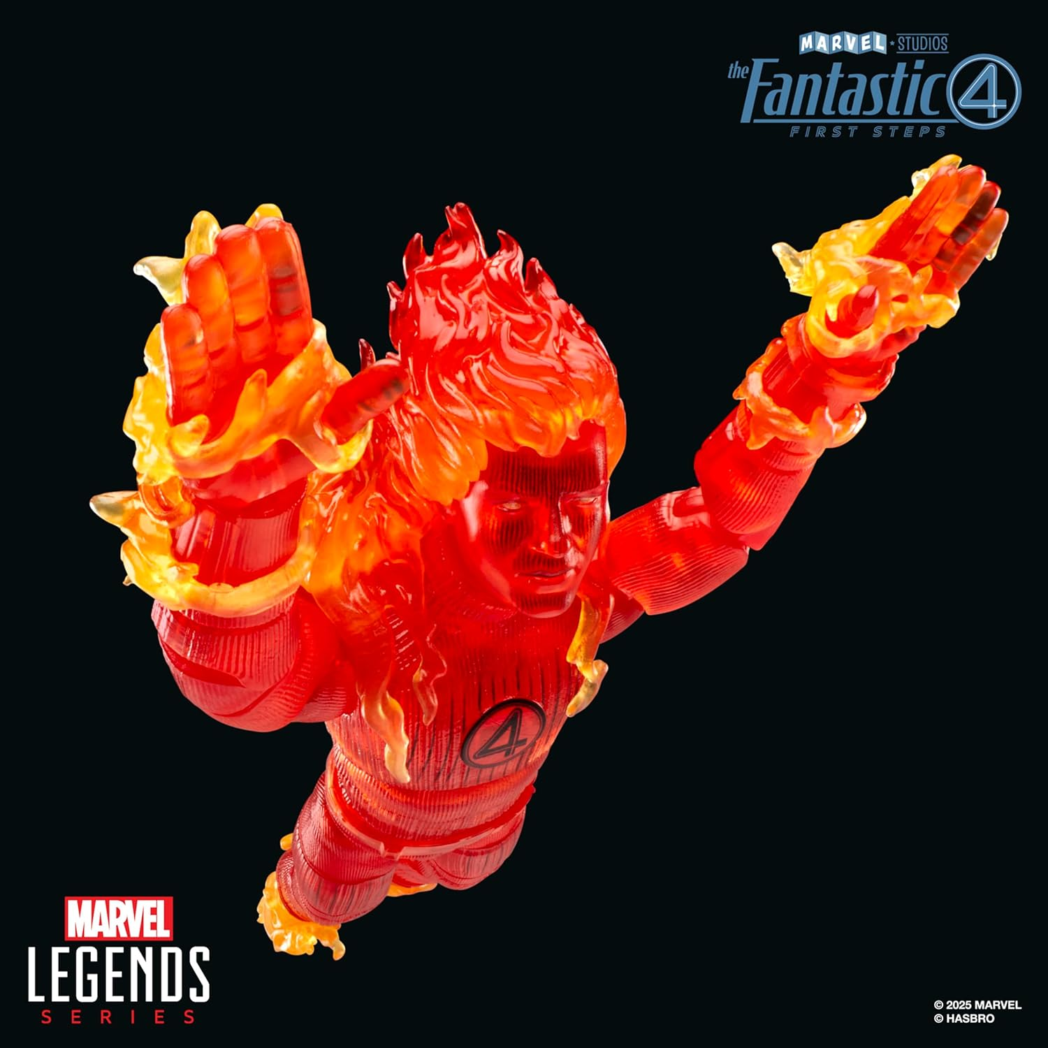 Marvel Legends Series Human Torch, the Fantastic Four: First Steps Johnny Storm Movie Collectible 6 Inch Action Figure Toy image number 2
