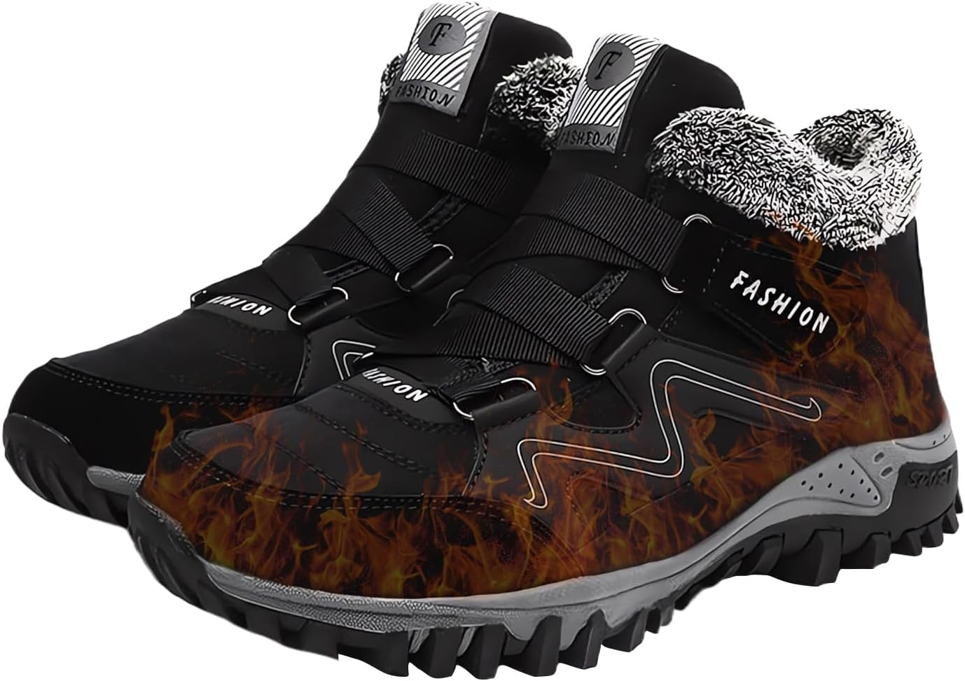 Winter Snow Boots - Outdoor Walking Shoes - Oxford Cloth Water Resistant anti Slip Lightweight Warm Lined Comfortable Thermal Ankle Boots for Slow Running, Playing Sledding Buniq image number 2