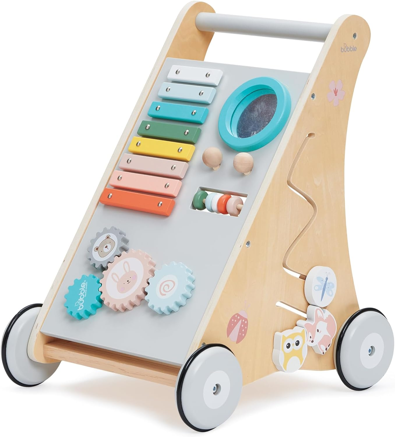 Wooden Baby Activity Walker for Toddlers 18+ Months - Push Walker with Shape Sorter, Bead Maze & Gears - Montessori Educational Toy for First Steps & Motor Skill Development image number 5