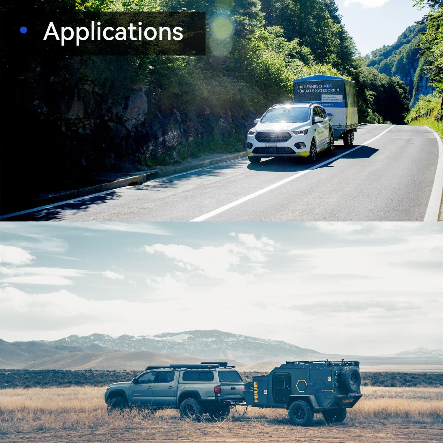 Trailer Adapter, 7 Pin Flat Male Plug to 12 Pin Flat Female Socket, Weatherproof Trailer Light Connector for Pickup Truck Trailer Tow Hitch