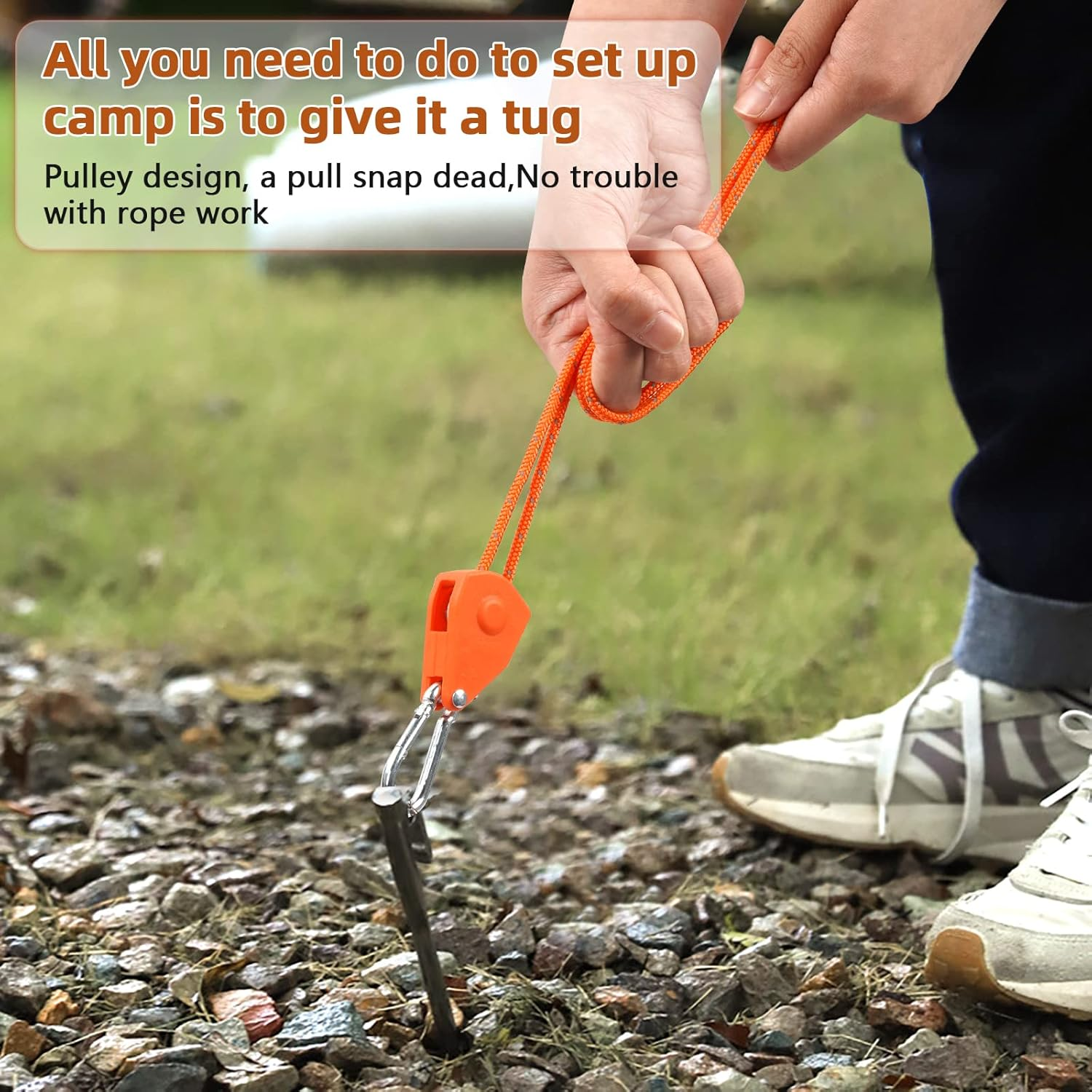 Pack of 4 4 Mm Reflective Guy Ropes Rope with Rope Tensioner, 4 M Rope Ratchet Tent Cord Luminous with Tensioner Adjuster Adjustable Nylon Outdoor Rope for Tent Tarpaulin Awning Camping image number 3