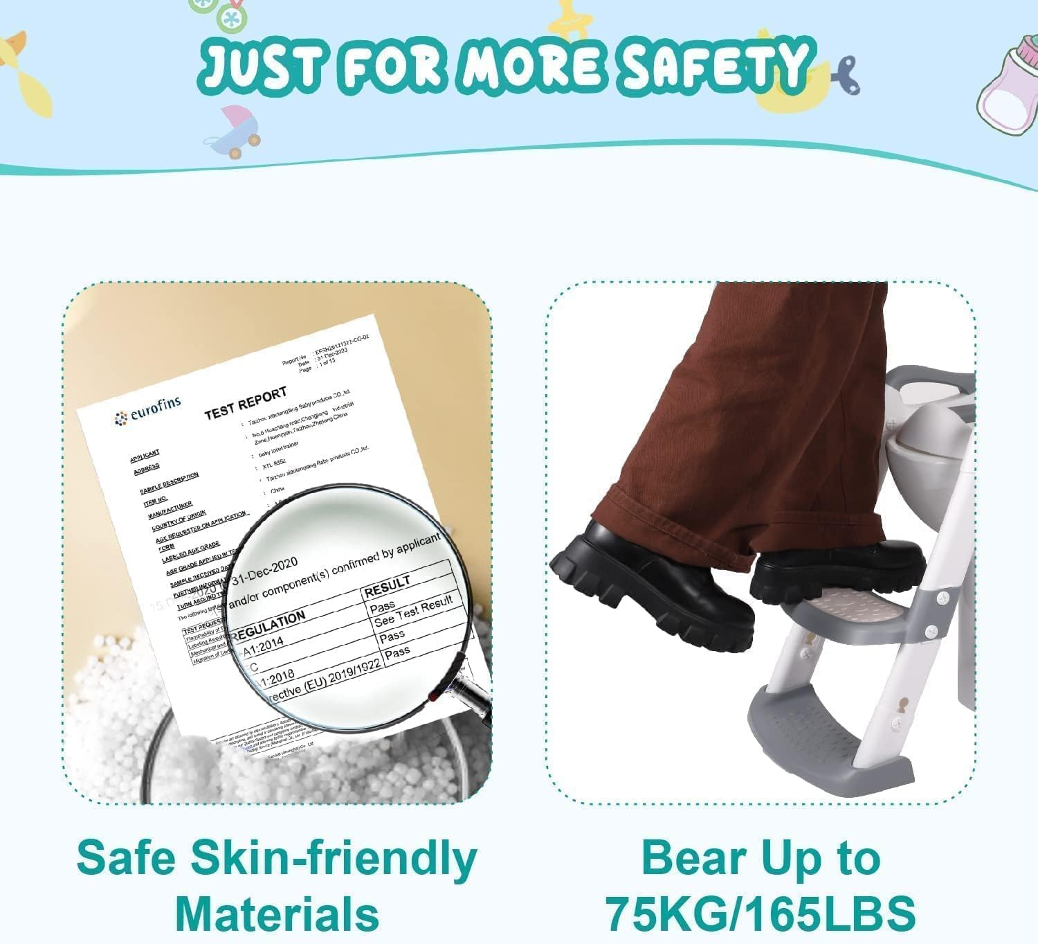 Potty Training Seat Potty Training Seat Come with Soft Seat, 5 Adjustable Height,Foldable with Handle and Splash Guard and Two Steps Ladder Seat（Pink） image number 2