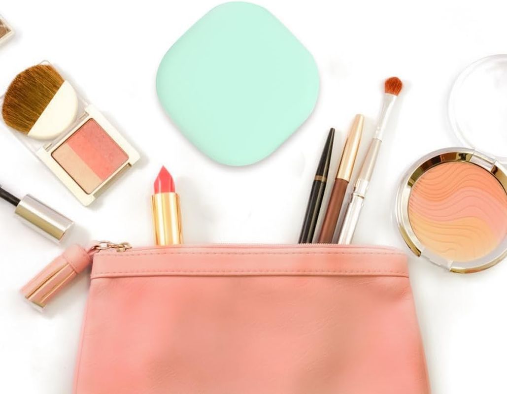 Compact LED Magnifying Travel Makeup Mirror 1X/10X Magnification Small Hand Pocket Mirror 3 Light Colors Dimmable Double Sided USB Rechargeable Touch Screen, Portable Cosmetic Mirror(Green) image number 6