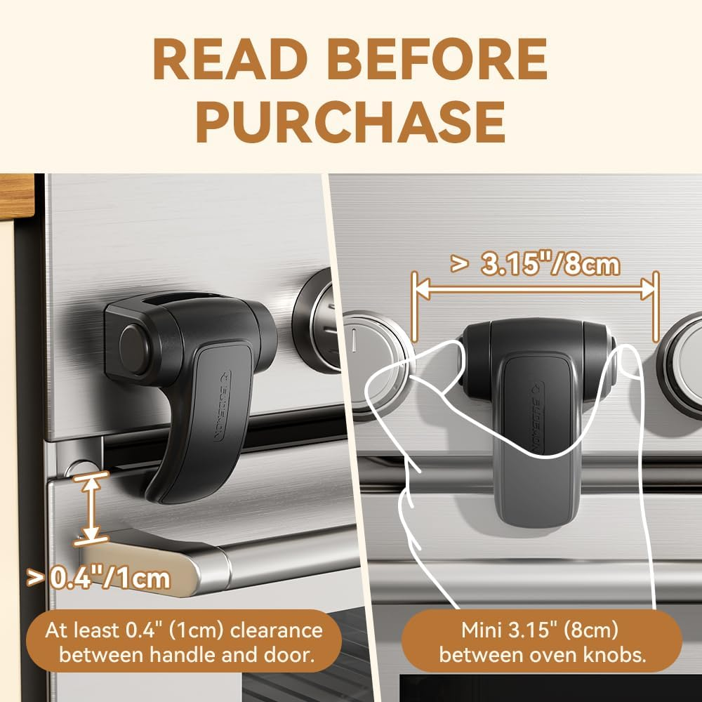 EUDEMON 1 Pack Oven Lock,Baby Proofing Oven Door Lock, Child Safety Oven Front Lock, Easy to Install & Use No Tools Need or Drill (Black) image number 5