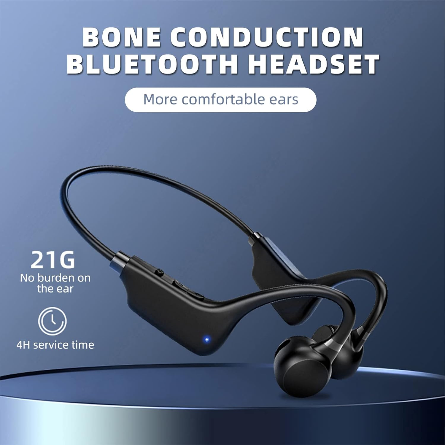 MFJUNS Bone Conduction Headphones, Wireless Bluetooth V5.0 Bone Conduction Headphones with Microphone Bluetooth Sport Headphones for Running, Cycling, Driving, Gym image number 6