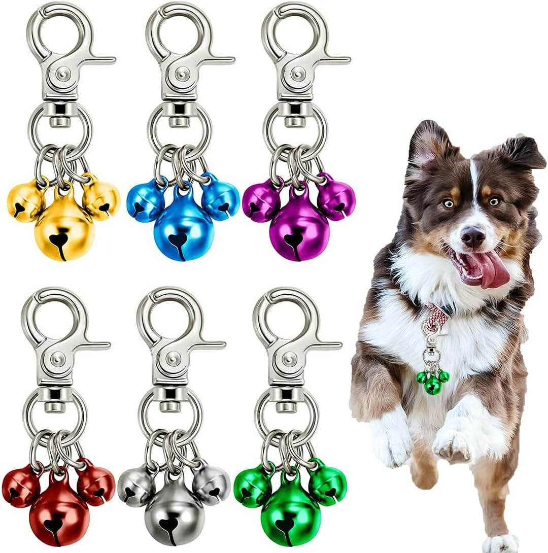 WJRQD Pet Bell Set for Collars/Keyrings - Loud, Colourful & Stylish! Triple Your Dog'S Charm with These 6 Bells in Green, Red, Blue, Purple, Silver & Gold., Metal image number 2
