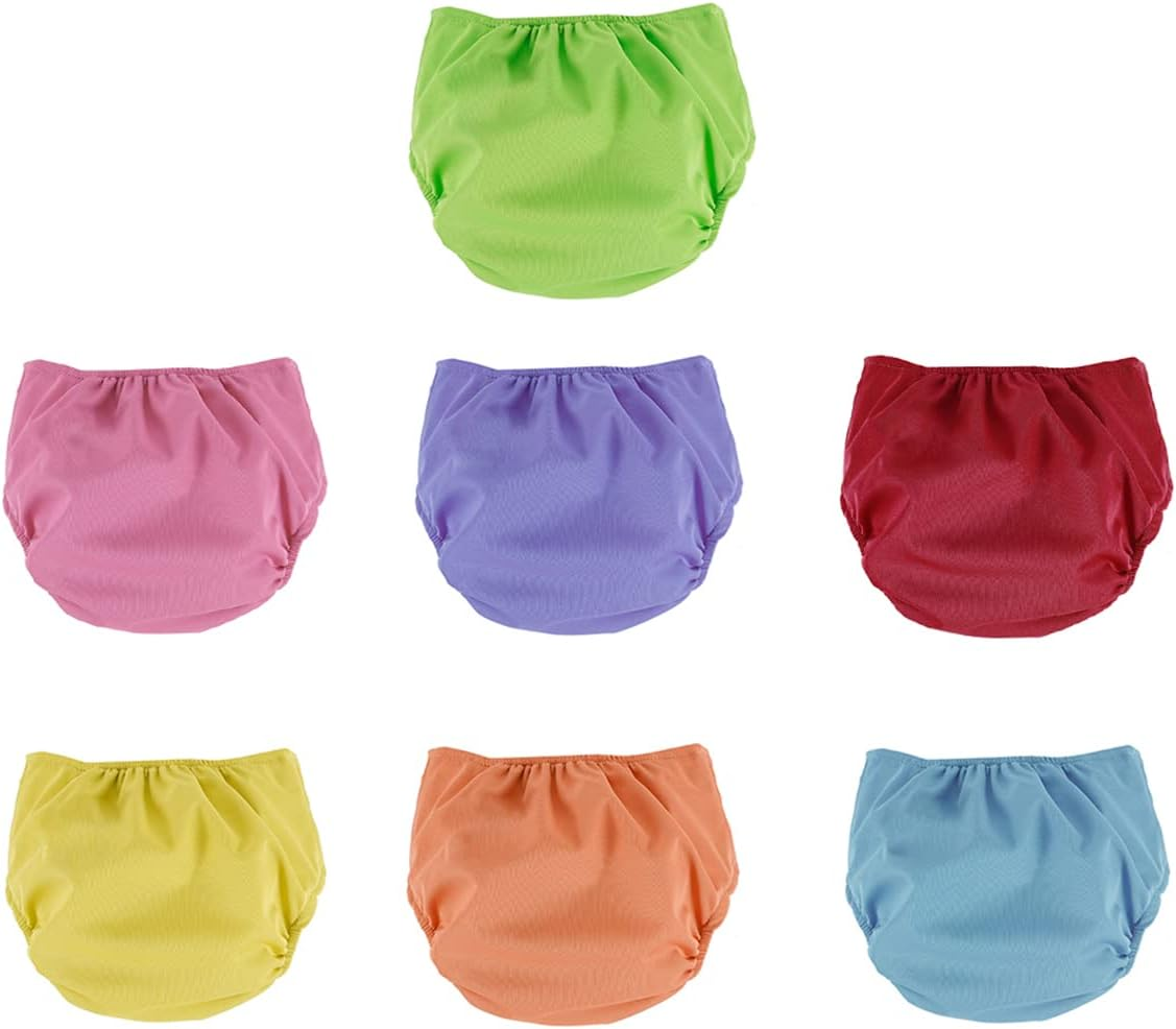 7Pcs Baby Nappies Baby Diapers Newborn Reusable Cloth Nappy Diapers Washable Nappy Cloth Diaper Cover Baby Adjustable Nappies Infant Knitted Mesh Fabric Training Pant for Most Babies and Toddlers L image number 5