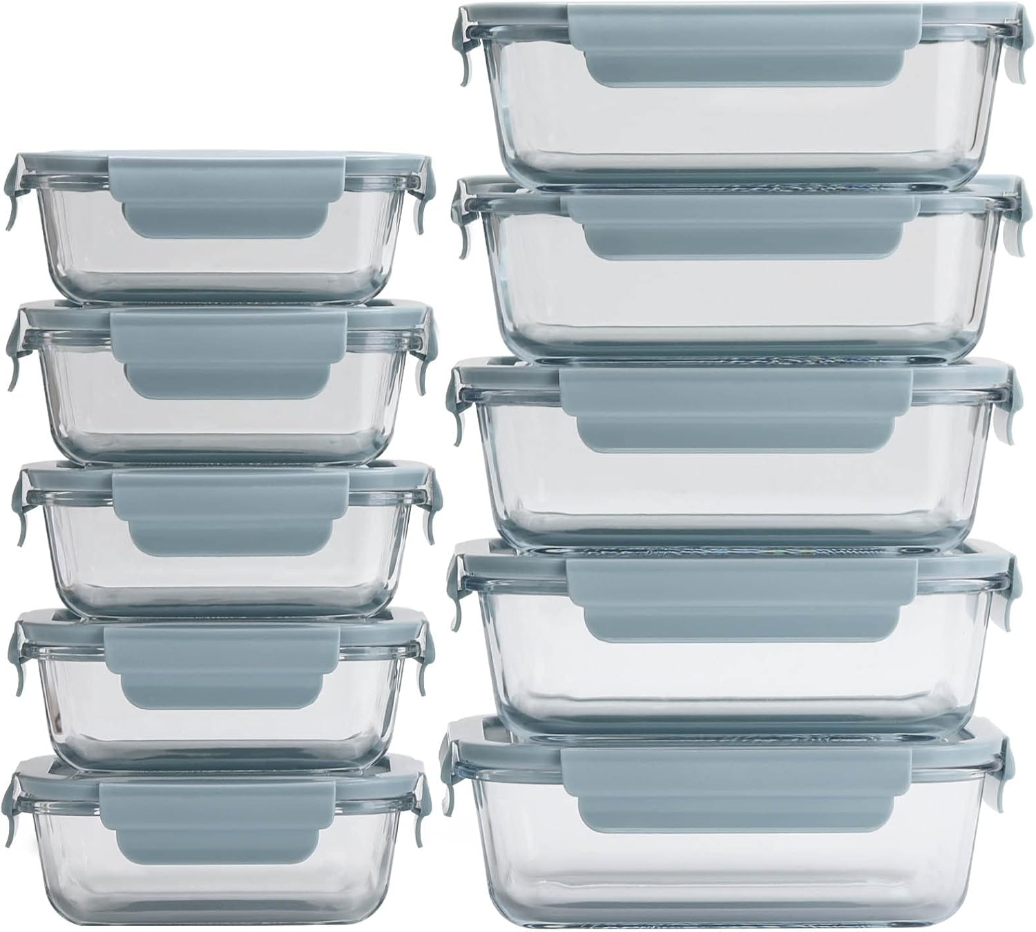 10 Pieces Glass Meal Prep Containers, Food Storage Containers with Lids Airtight, Glass Lunch Boxes, Microwave, Oven, Freezer and Dishwasher Safe 1040Ml and 410Ml image number 4