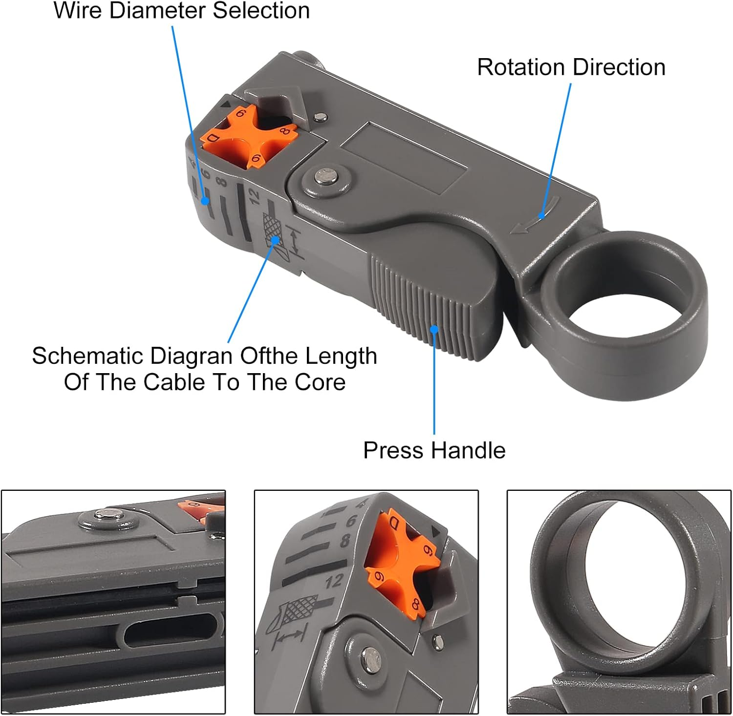 DIANN Coax Cable Crimper Coaxial Compression Tool Kit Wire Stripper with 30Pcs F RG6 RG59 Connectors image number 2