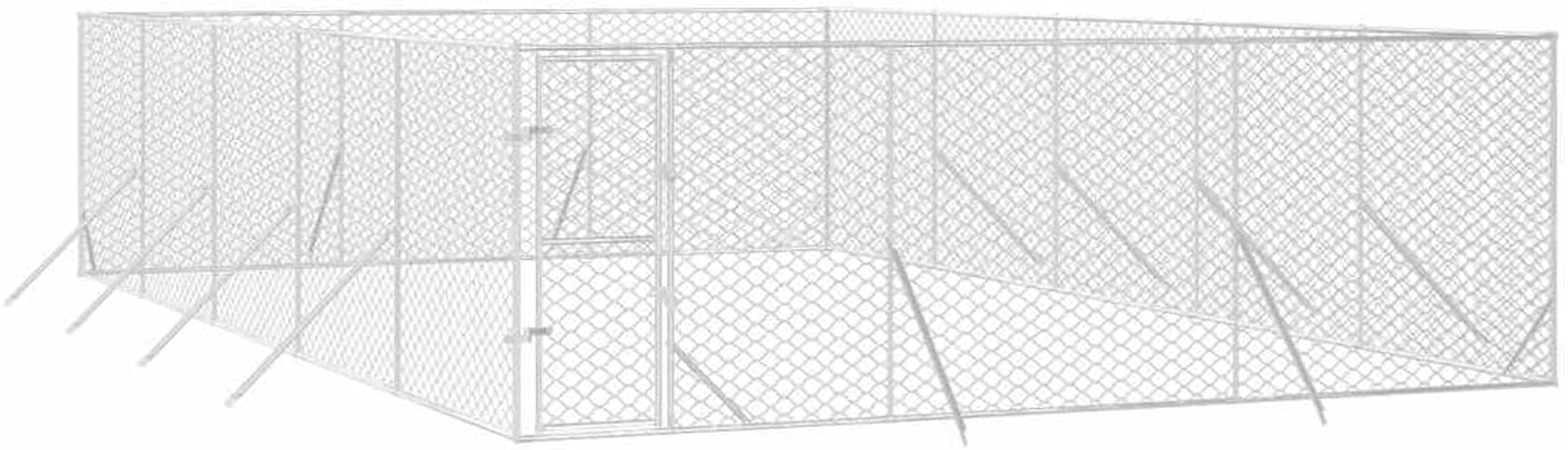 Outdoor Dog Kennel Silver 6X10X2 M Galvanised Steel Pet Shelter Large Enclosure image number 6