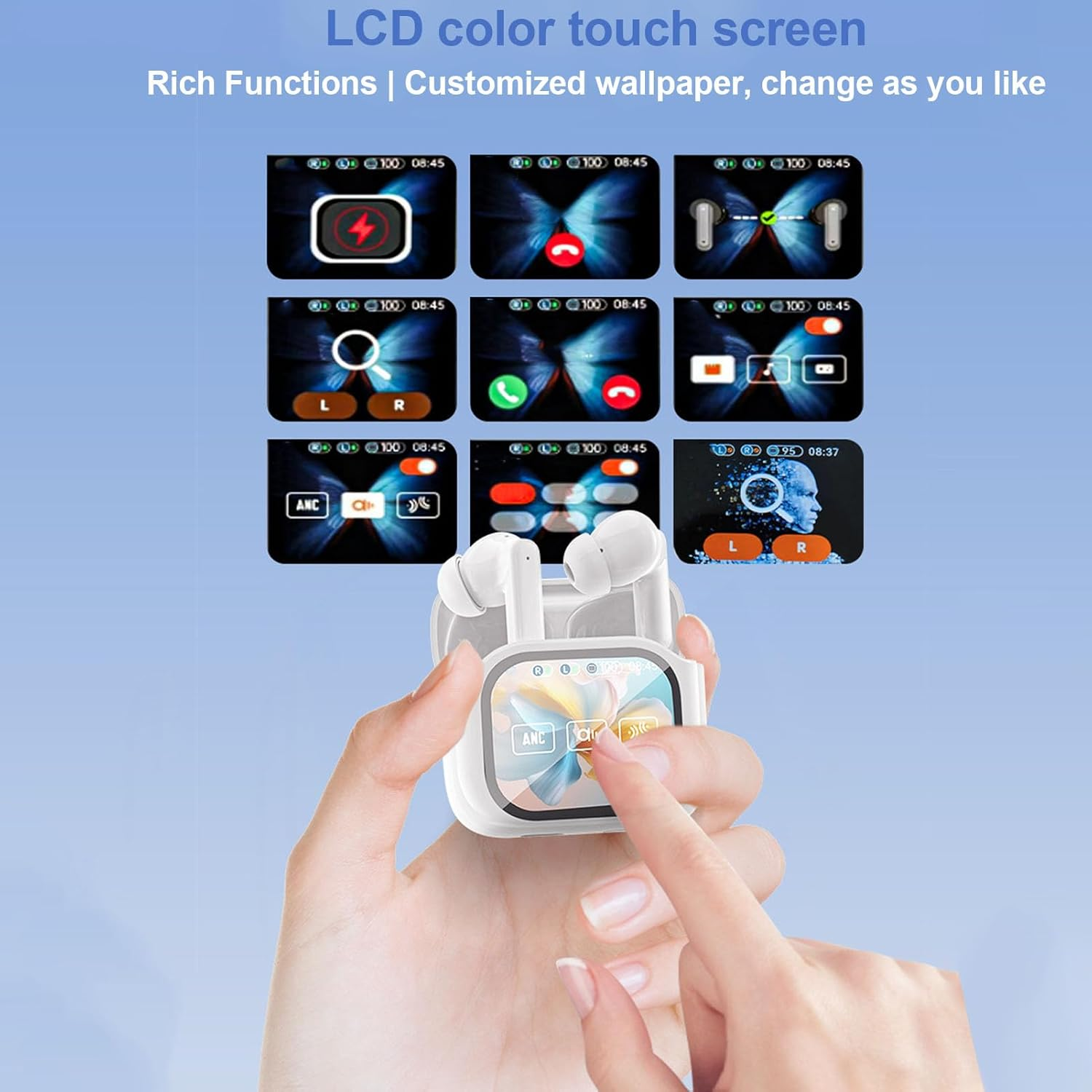 Luocute Language Translator Earbuds, Real Time Translation Earbuds, 144 Languages 5.4 Hifi with Color Screen Charging Case, Offers 6 Hours Play Time and 30 Hours Standby Time. (White) image number 2