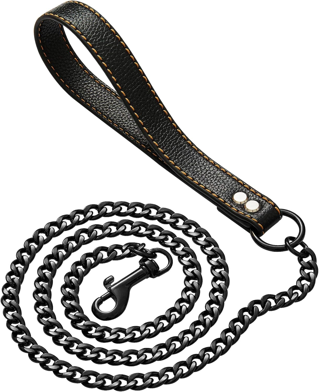 W&W Lifetime Heavy Duty Strong Stainless Steel Welding Figaro Chain Durable Dog Leash Walking Training Leads for Pitbull German Shepherd Large Dog Gold Tone