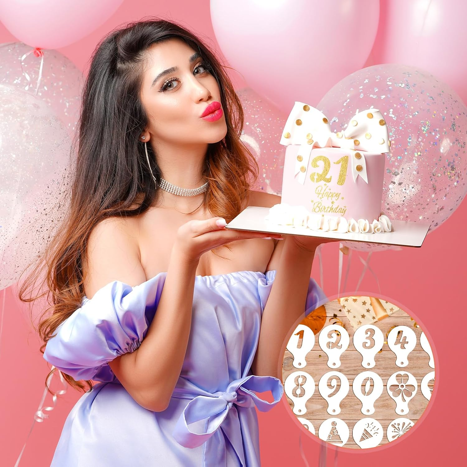 36Pcs Cookie Stencils, 36 Styles Reusable Happy Birthday Cake Stencil Templates for Cookies Baking Painting Dessert Decoration Tools DIY Arts Crafts Decor image number 5