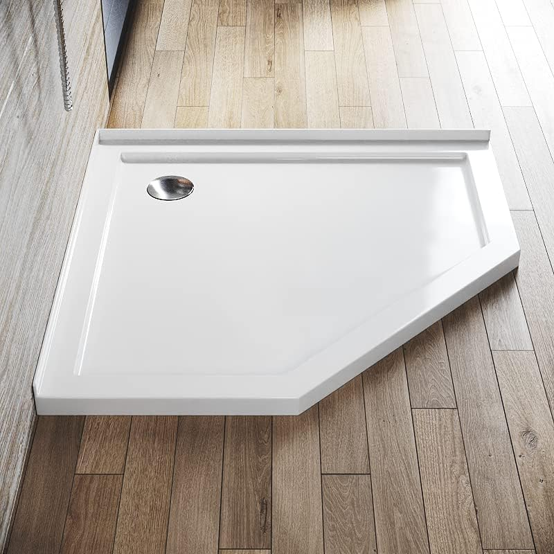 ELEGANT Rectangular Shower Base Solid Stone Resin Shower Tray with Silver Shower Drain for Bathroom Shower Enclosure 1000X800Mm Shower Cubicle Base