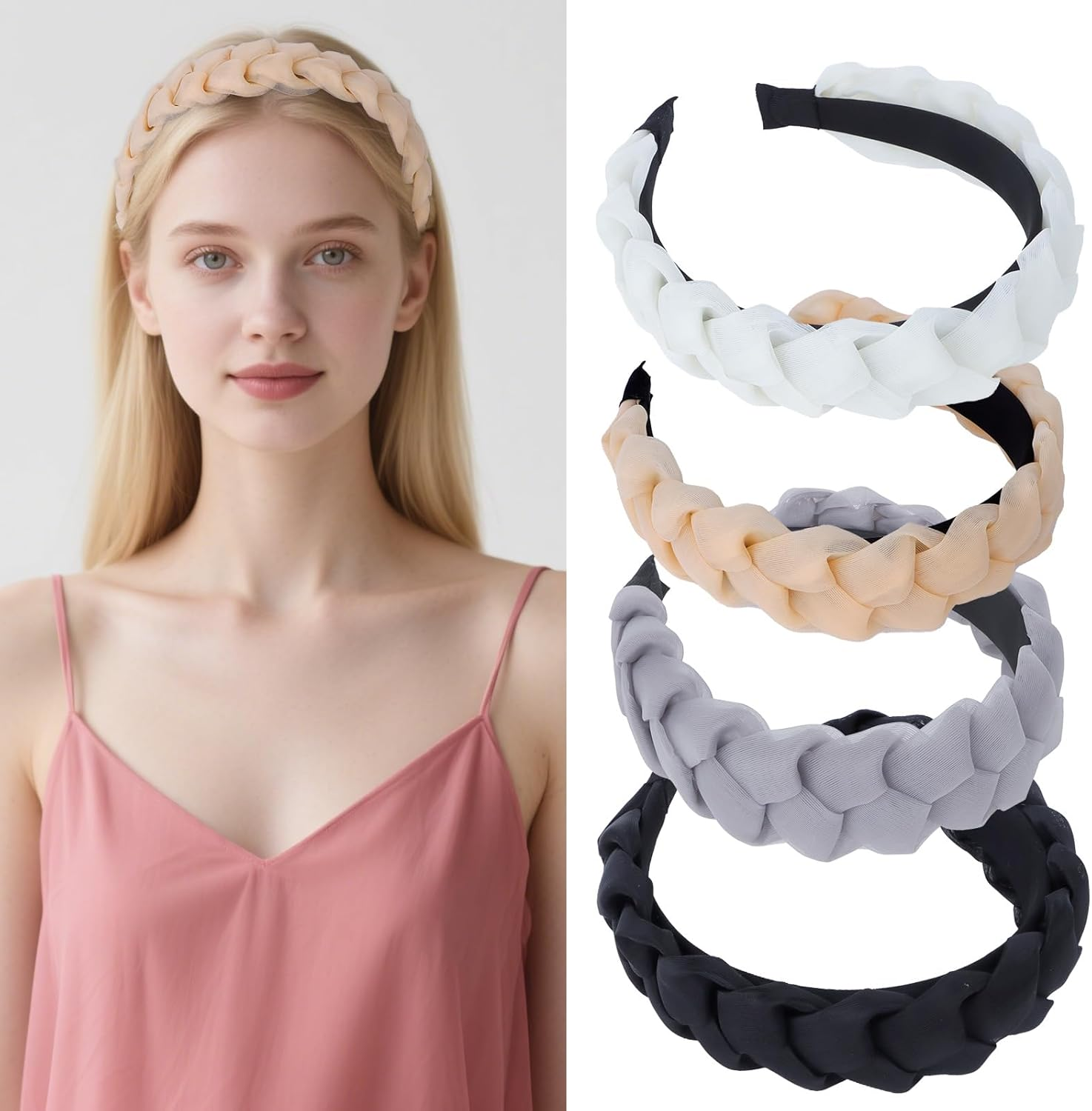 EXIPSAT Women'S Wide Braided Headbands, Comfortable and Stylish Women'S Headbands, Pack of 4 image number 5