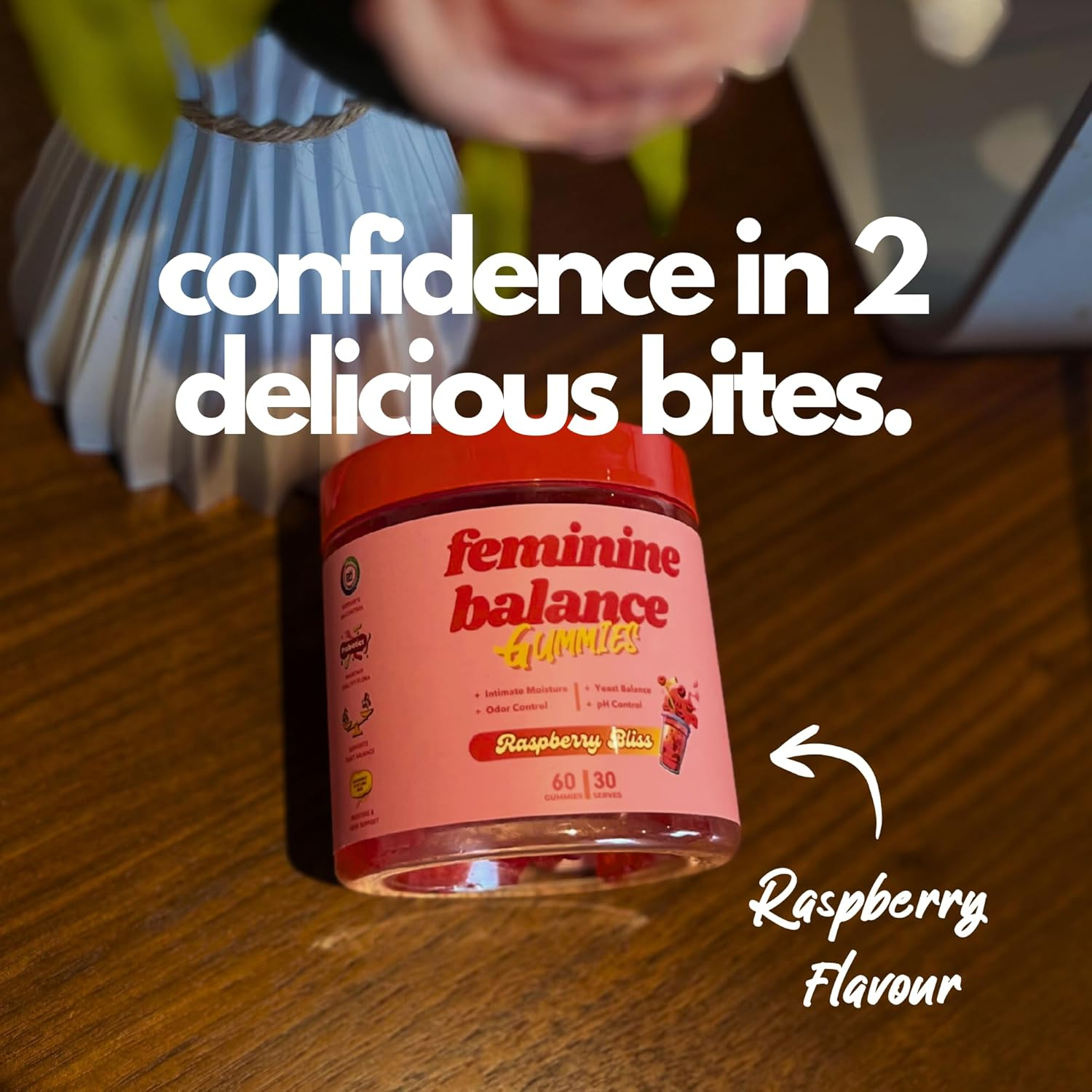 Feminine Balance Gummies for Women &ndash; Vaginal Probiotic Gummy Supports Women'S Balance and Wellness &ndash; Women&rsquo;S Daily Health Supplement - Raspberry Flavour 60 Gummies 30 Serves image number 6