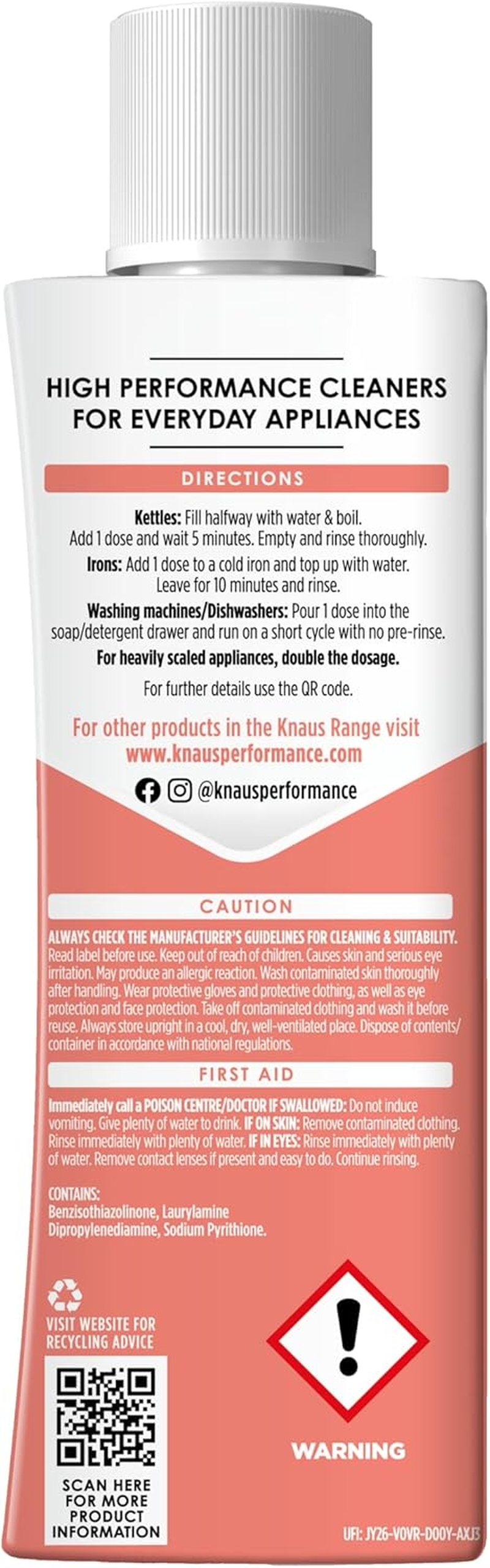 KNAUS Multi Appliance Descaler, 300G, 4 X Doses - High Performance Descaler & Limescale Remover - Suitable for Descaling Kettle, Iron, Coffee Machine, Washing Machine and Dishwasher