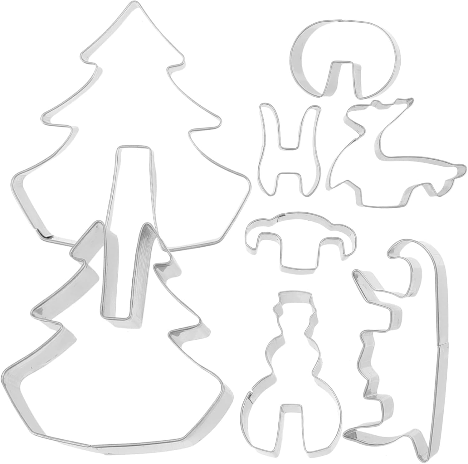 8Pcs Christmas Biscuit Cutters Stainless Steel Reusable Cookie Molds for DIY Baking Party Supplies image number 1