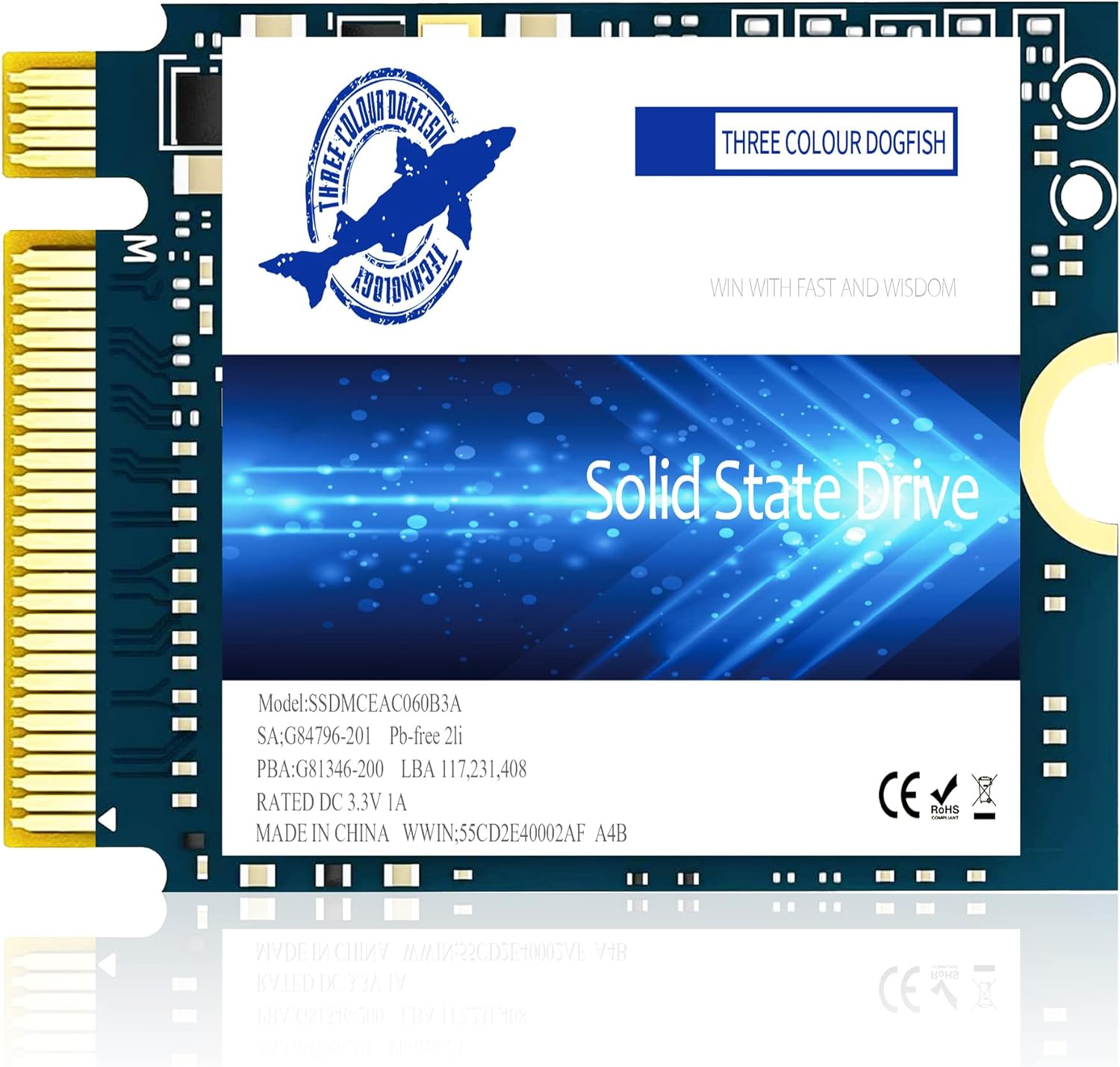 Dogfish SSD M.2 2230 Nvme Pcie 4.0 256GB 3D TLC NAND Gaming Internal Solid State Drive for Steam Deck PS5 Surface Pro Laptop Desktop (M.2 2230 Nvme 4.0, 256GB) image number 2