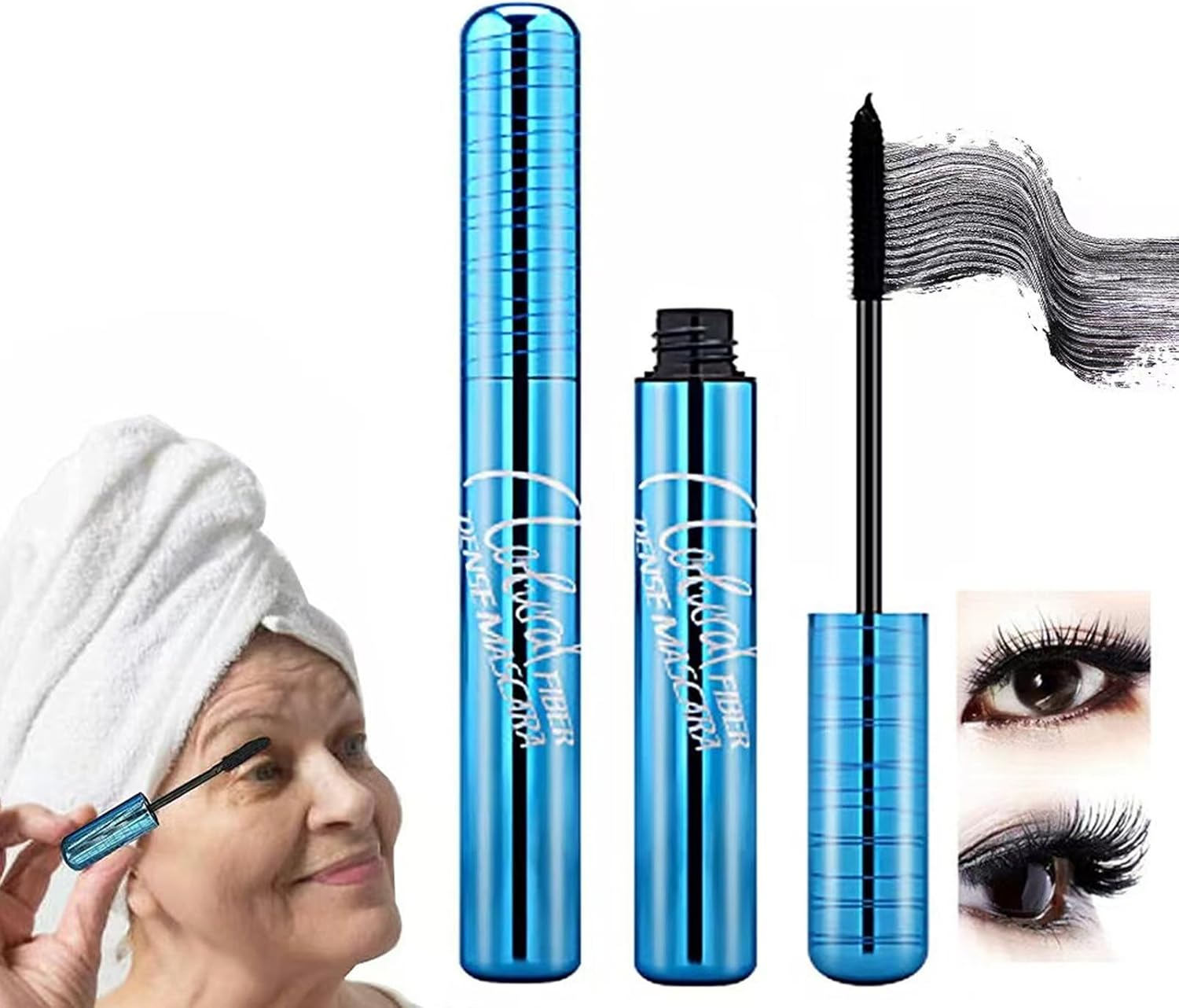 2PC Prime Lash Mascara for Mature Ladies - Waterproof Mascara Black - Natural Thickening Effect & Long-Lasting & Smooth Mascara - Suit for Sensitive Eyes - Suitable for Older Women Makeup image number 4