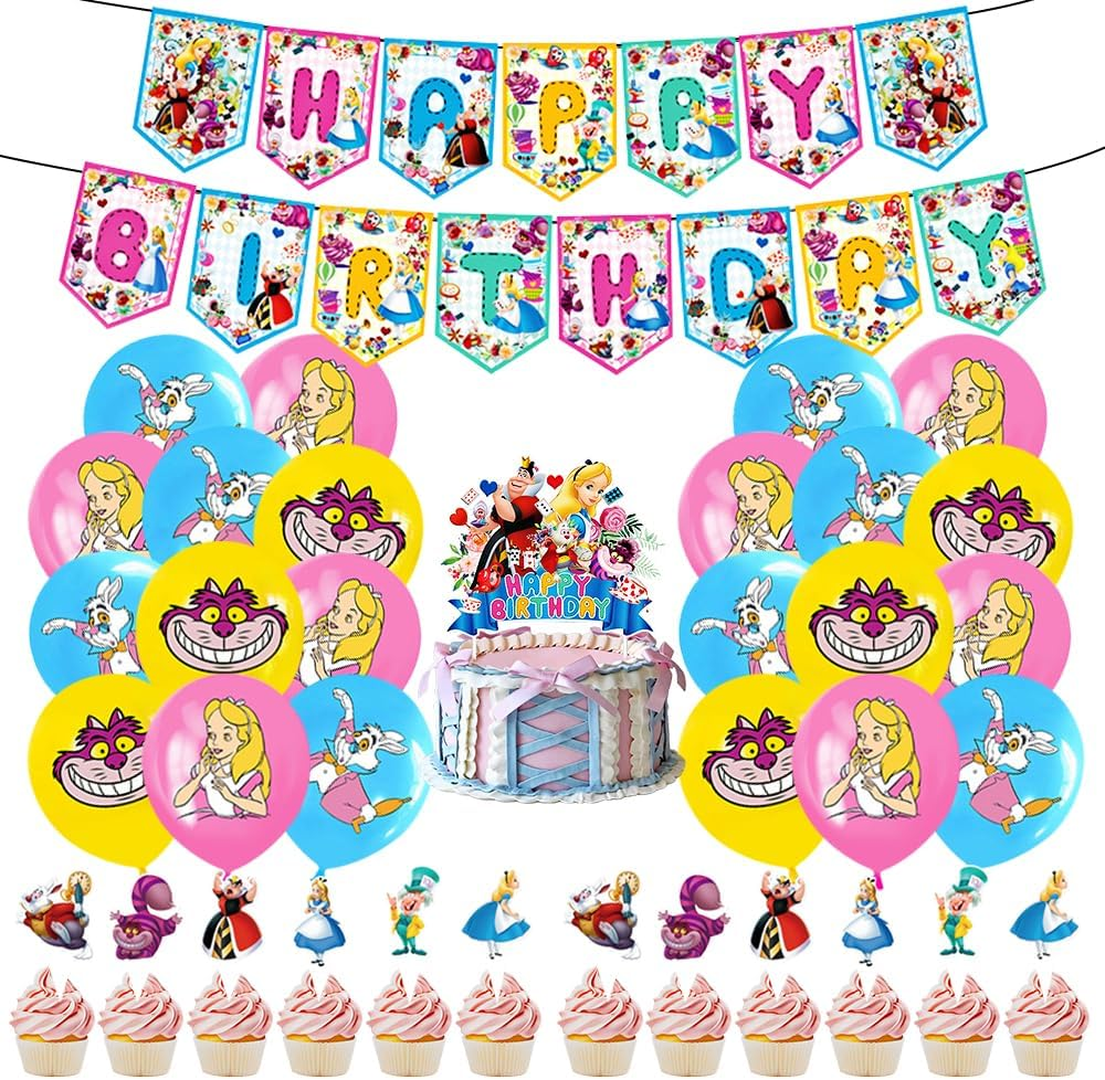 Birthday Decoration, Pack of 29, Party Decoration, Balloons, Latex Balloons, Happy Birthday Banner, Topper, for Children'S Birthday