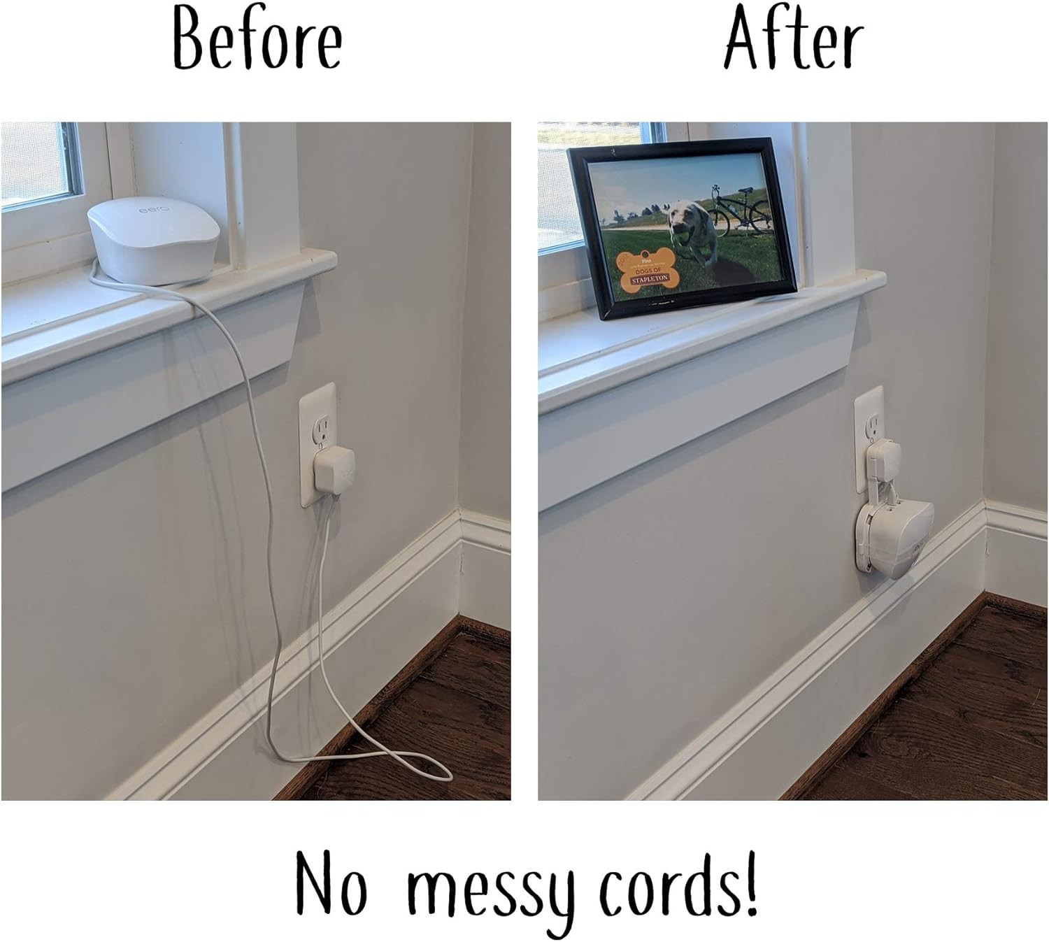 The Eero Genie for Eero 6+, Eero 6, and Mesh Wi-Fi: Wall Mount Outlet Holder Stand | Lowest Profile | Open Access | Multiple Install Options | Horizontal Outlets | Design Winner! (2-Pack) image number 3