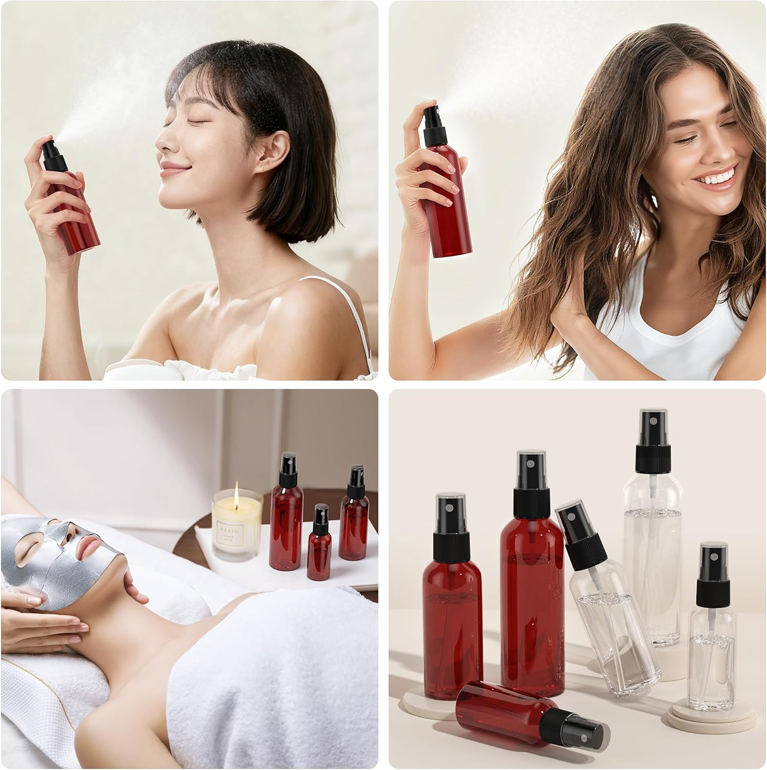 EVANCENT 50Pack 4Oz Spray Bottles Plastic, 120Ml Small Spray Bottle Bulk Black Fine Mist Sprayer, Portable Empty Refillable Containers Cosmetic Bottles for Plants, Cleaning, Misting & Skin Care-Brown image number 6