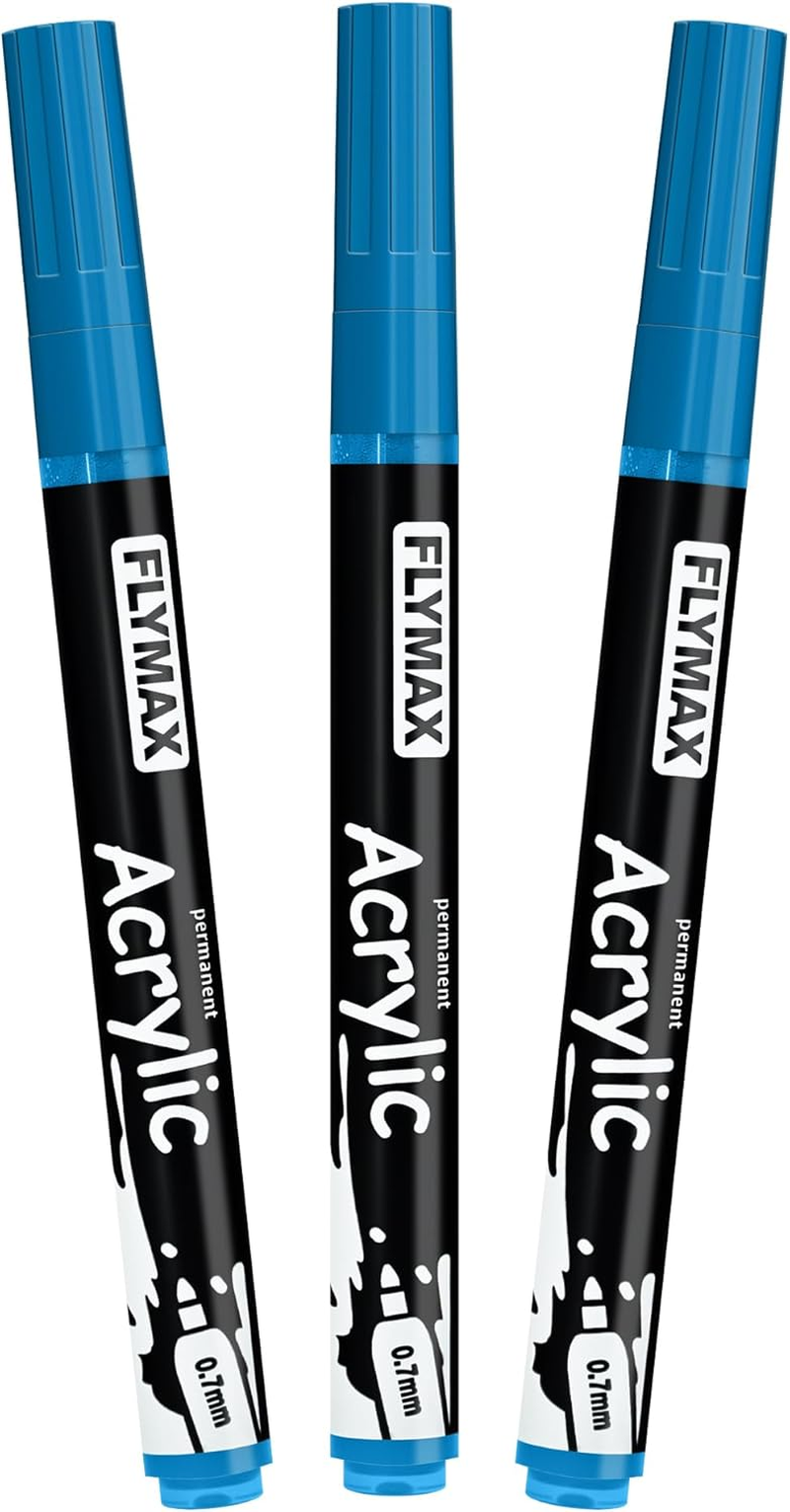 White Marker Paint Pens 0.7Mm- Permanent Marker Pens White Acrylic Paint Water-Based Fine Tip Waterproof Quick-Drying (3 in 1Pack)