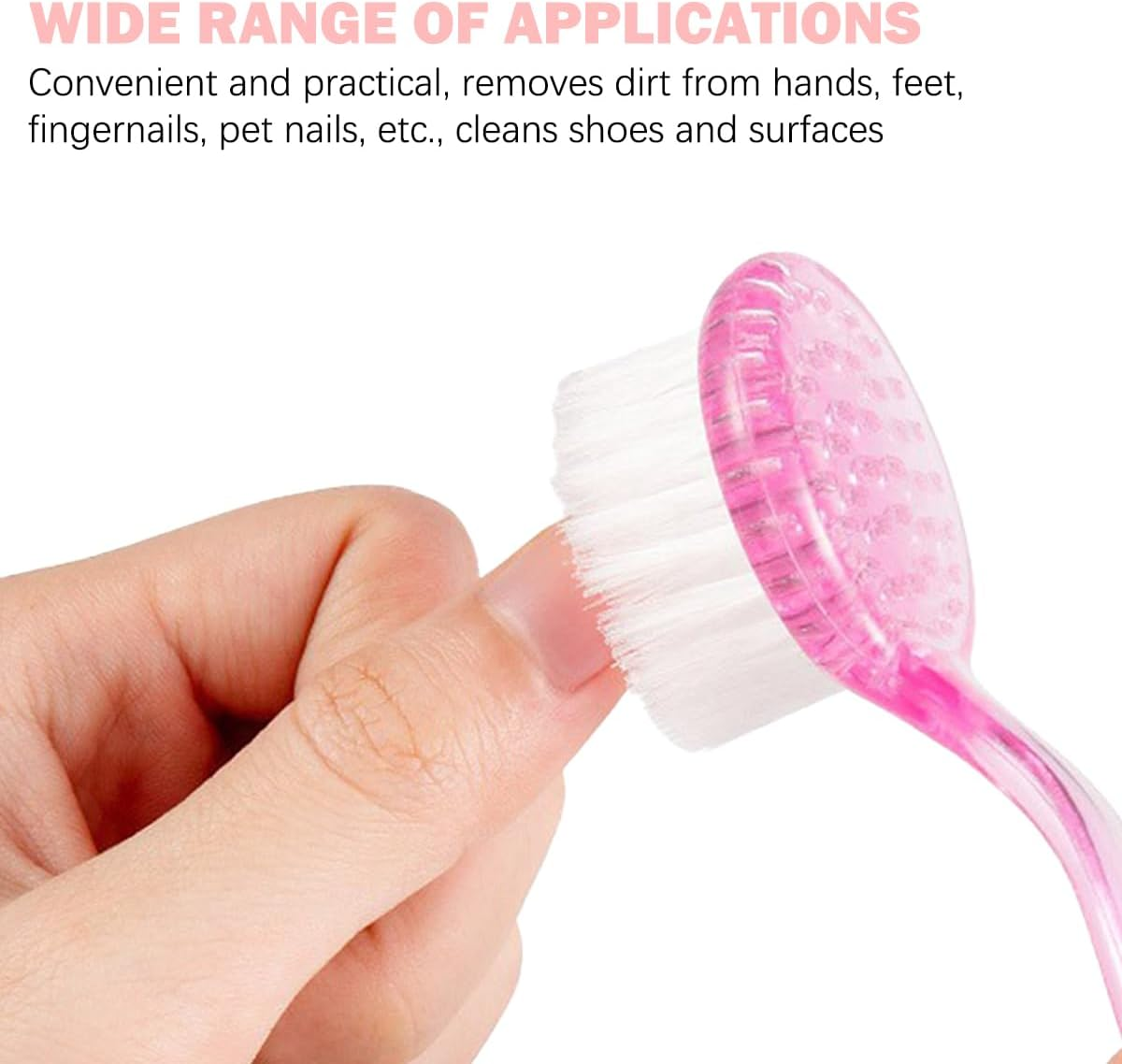 LNQ LUNIQI 4 Colours Nail Brush Dust Brushes Cleaning Brushes Dust Brush Nail Brush Set Nail Dust Brush with round Lid for Hand and Nail Cleaning Beauty (Pink, Blue, Purple, Transparent) image number 1