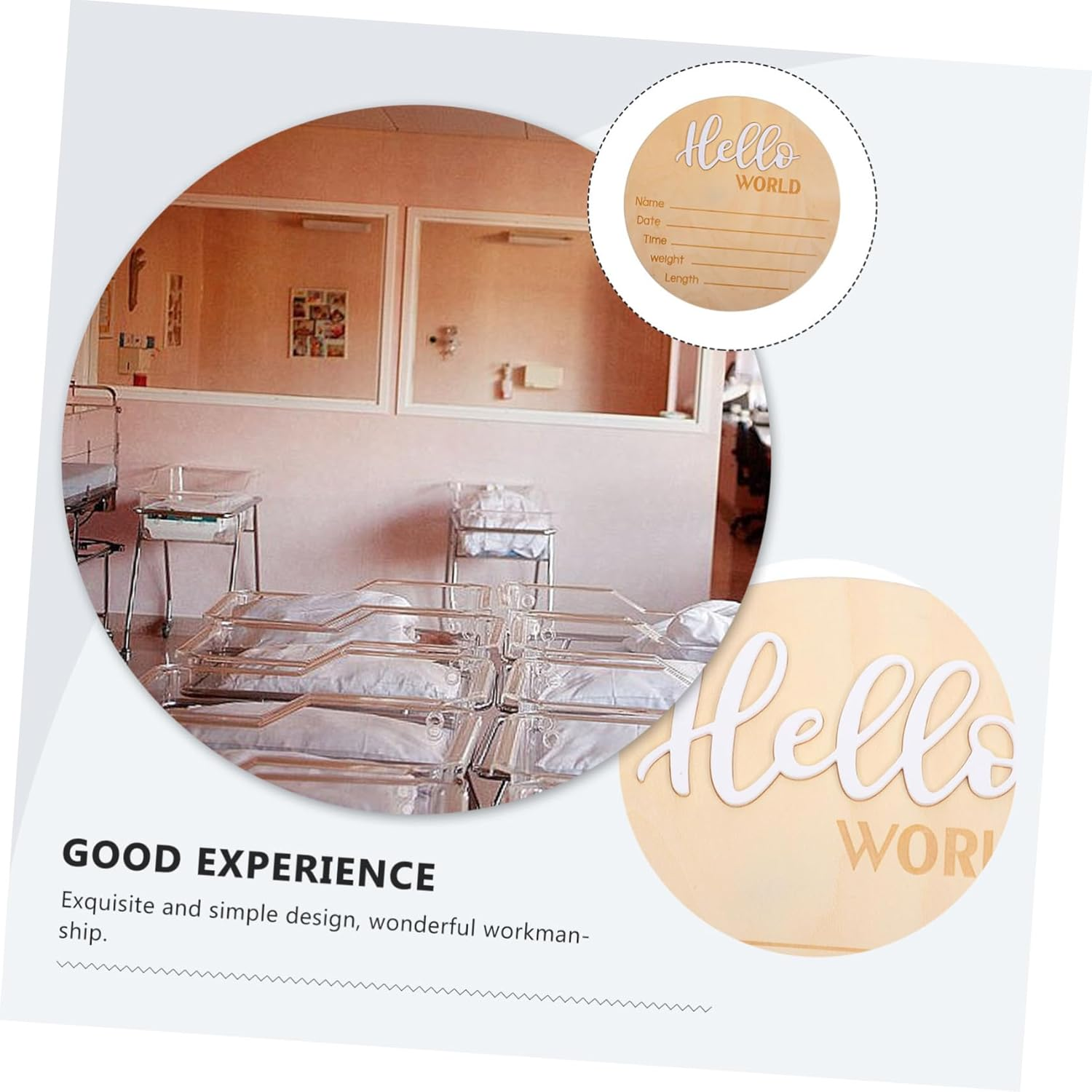 SUPVOX Baby Announcement round Wooden Name Sign for Newborn Birth Announcement Photography Prop Suitable for Infant image number 3