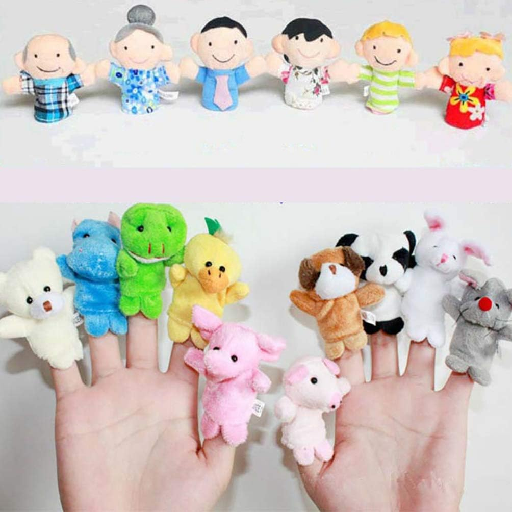 Totority Soft Plush Finger Puppets Set People Finger Puppets for Imaginative Play Cartoon Animal Hand Puppet Party Favor Supplies Basket Stuffers 16Pcs Storytelling Teaching Role Play Random Style image number 2