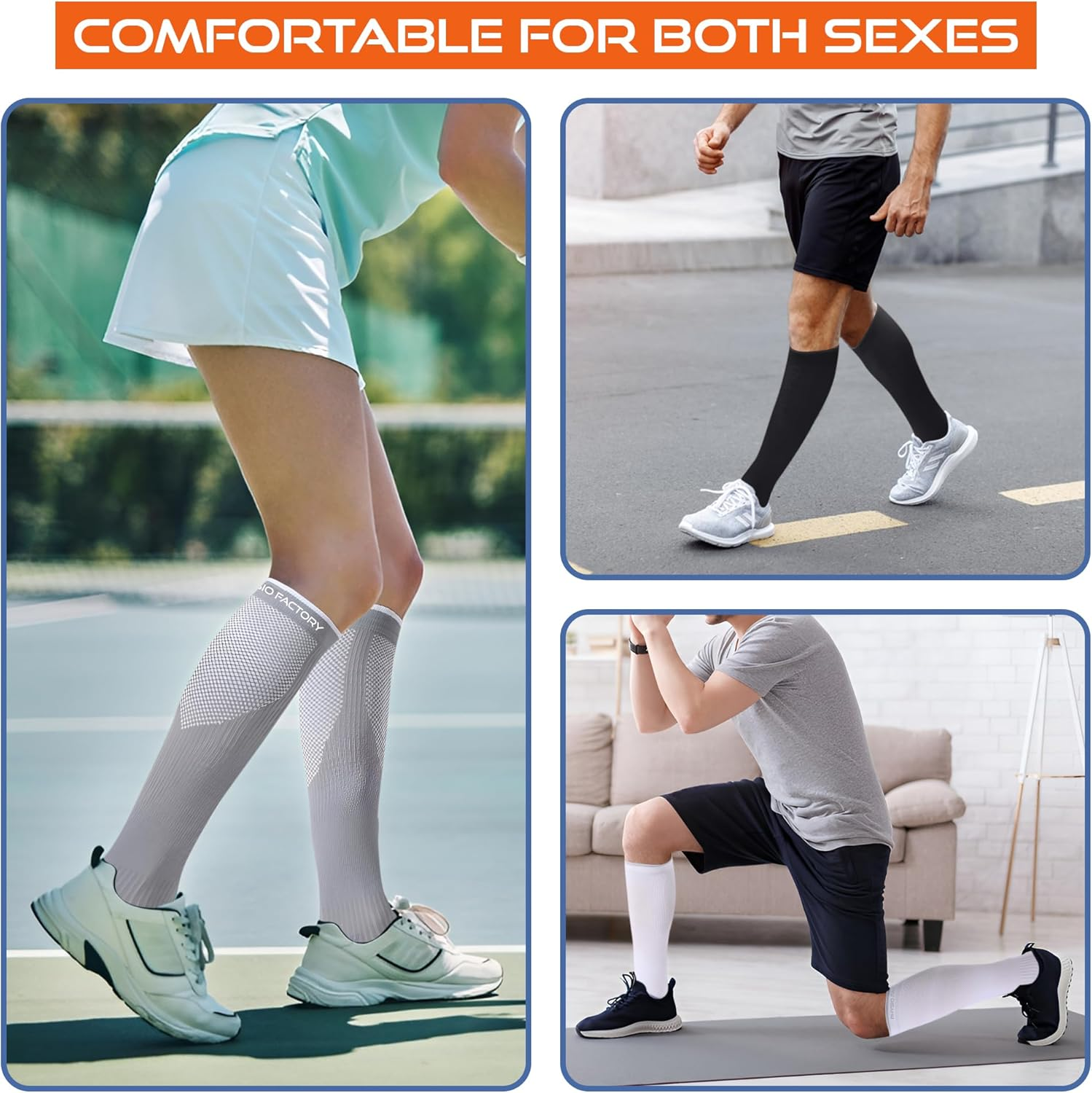 Physio Factory Sports Compression Socks 20-30 Mmhg for Men and Women.