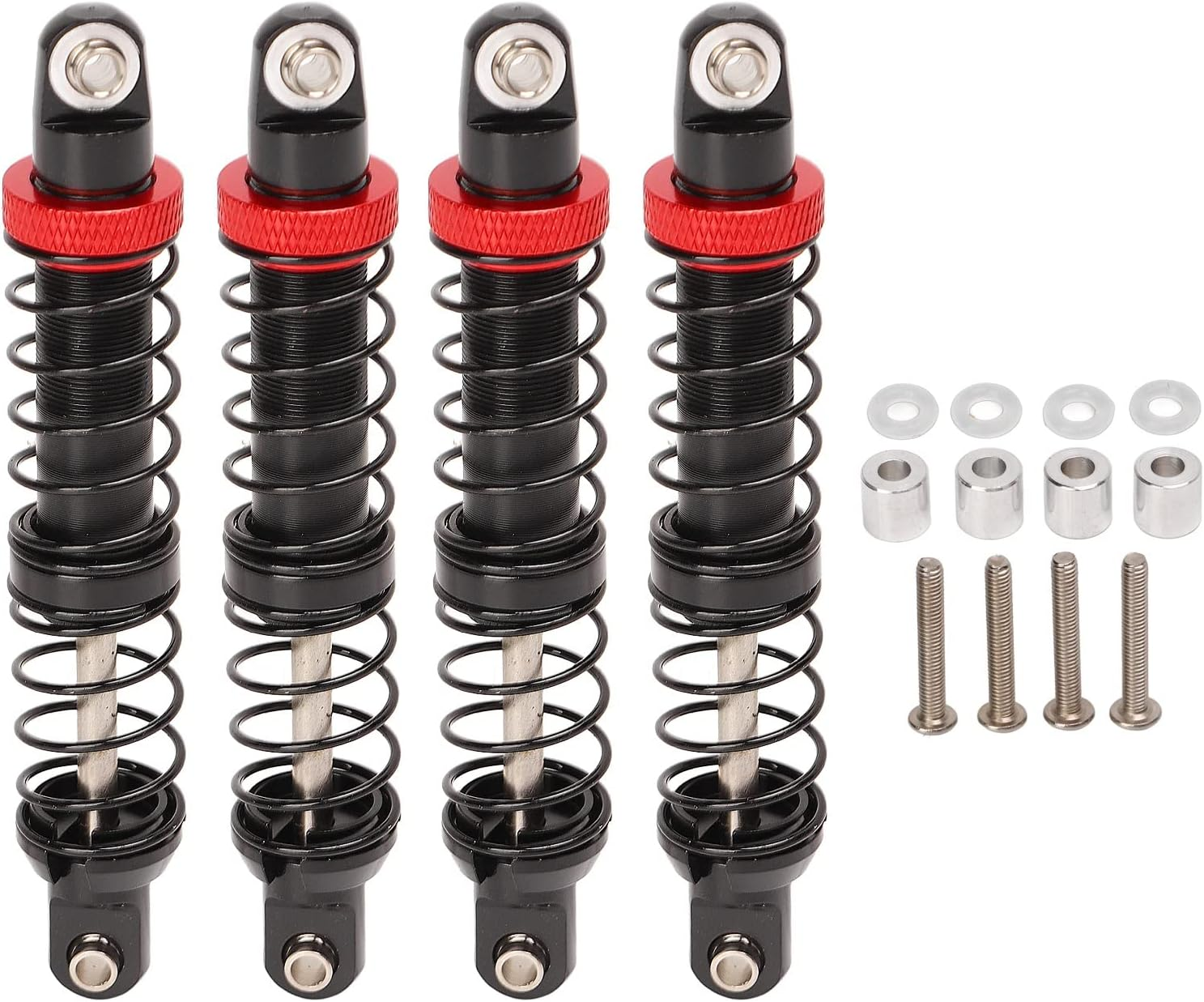 4Pcs RC Shock Absorbers, Aluminum Alloy Adjustable Dual-Spring Oil Damper Set for 1/10 Scale RC Crawler Car, Compatible with SCX10, Cc01(70Mm) image number 4