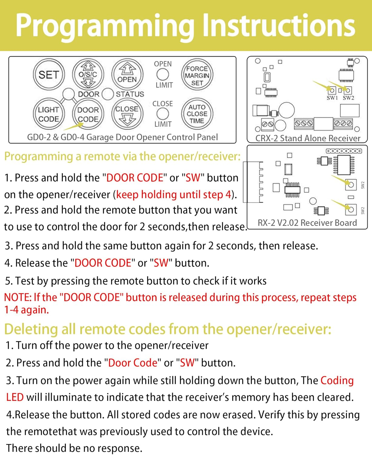 Garage Door Remote Compatible with ATA PTX-5 PTX-5V1 Ptx-5V2,For DCB-05 Gdo-6V3 Gdo-6V4 GDO-7V2 GDO 7V3 Gdo-8V3 Gdo-9V3 Gdo-10V1 Gdo-11V1 Garage Remote,433.92Mhz 4-Button Remote