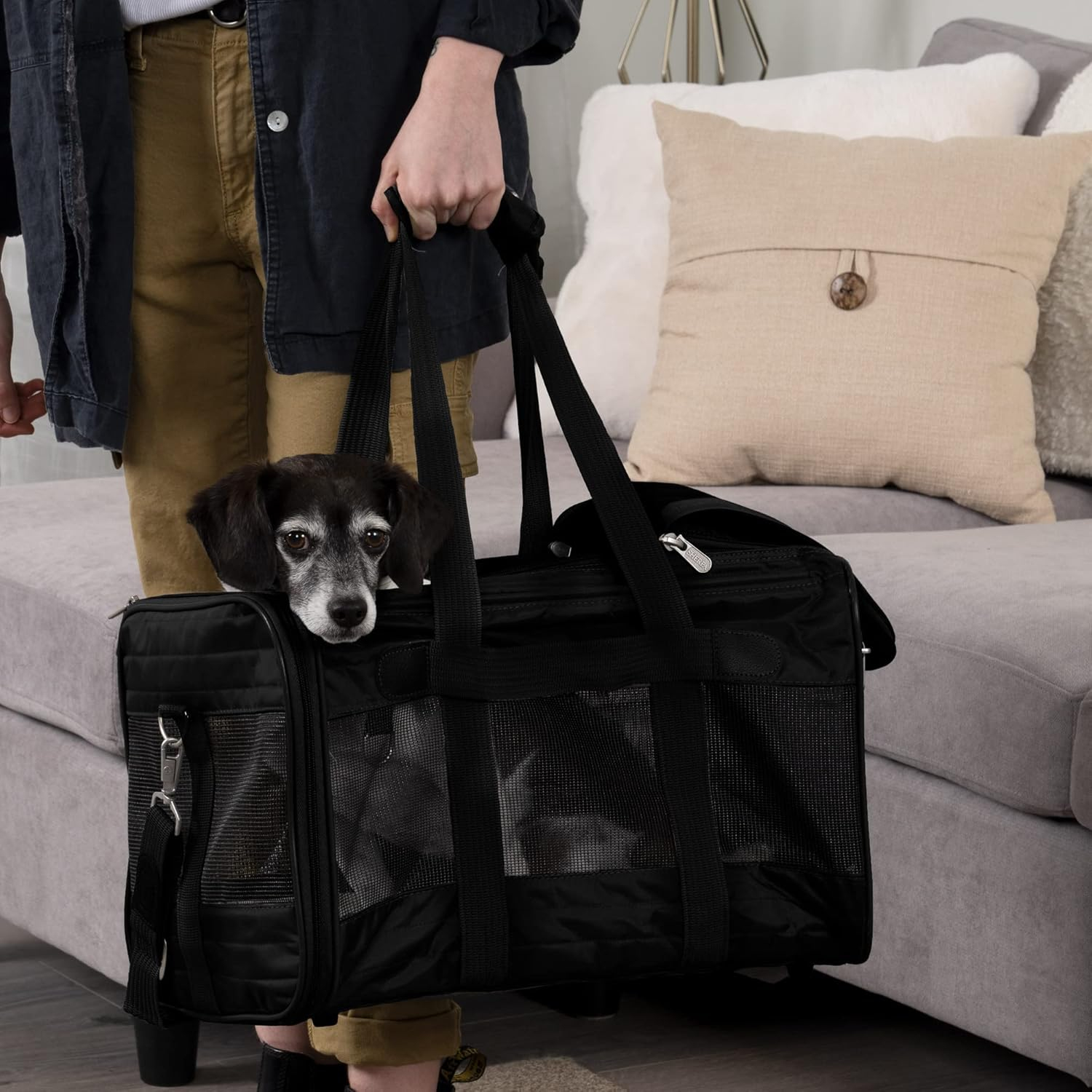 Original Deluxe Travel Pet Carrier, Airline Approved - Black, Large image number 5