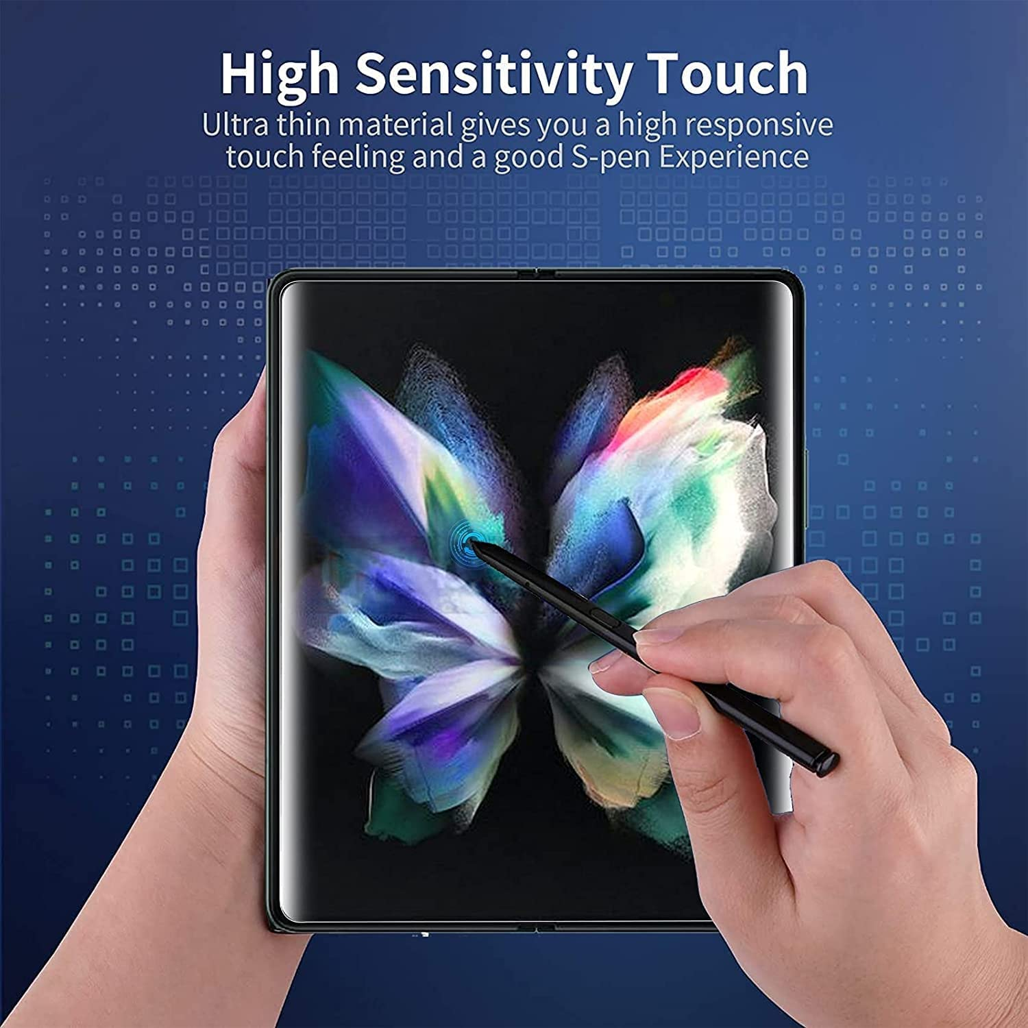 [3+3] Hydrogel Screen Protector for Samsung Galaxy Z Fold 4 5G, Electro-Weideworld Scratch Resistant HD Clear TPU Screen Protector, Support Fingerprint Unlock image number 6