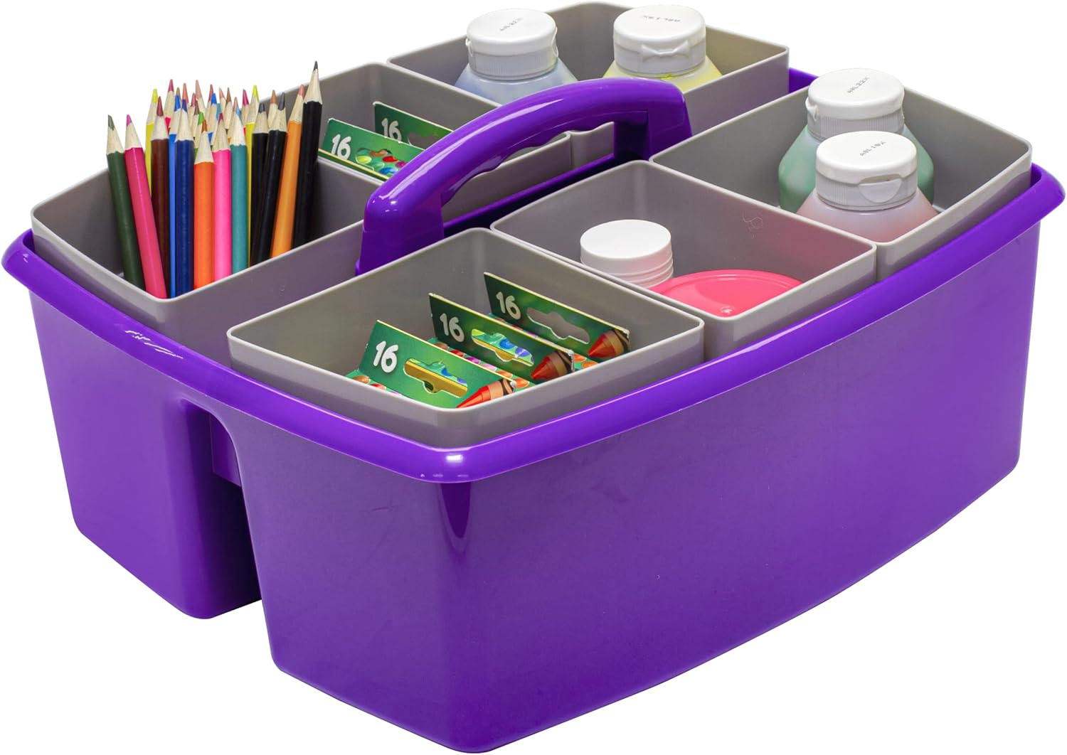 Storex Large Classroom Caddy with Cups, 13 X 11 X 6.575 Inches, Purple, Case of 2 (00986U02C) image number 3