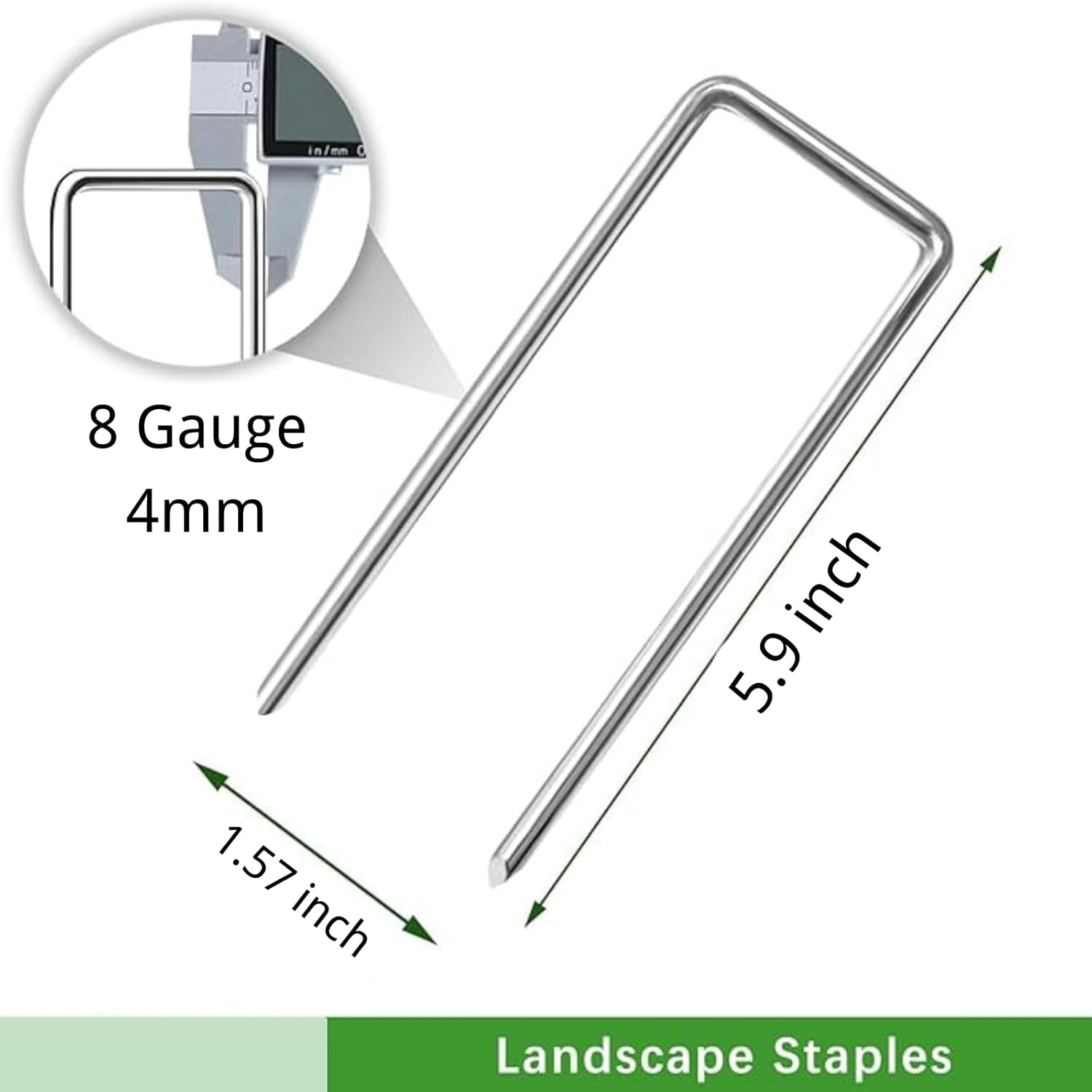 40 Pack Lawn Staples, Landscape Nail 4Mm Thick Premium Galvanized Heavy-Duty Gauge Nail, U-Shaped Tent Staples, Anti-Rust Fence Netting Pins Yard Netting Ground Mat,5.9" L image number 3