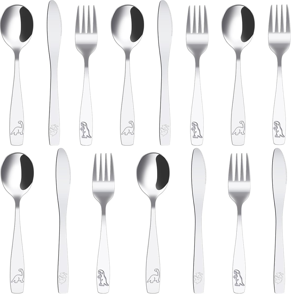 Kids Cutlery Set, Stainless Steel Kids Silverware Set -Toddler Flatware/Child Safe Utensil Set Includes Safe Forks, Spoons and Knives (15PCS) image number 2