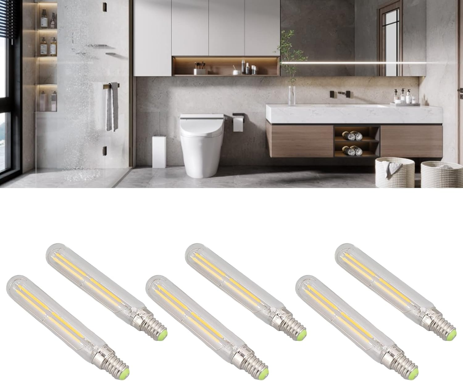 2Pcs E14 LED Bulb, Warm White 2300K Dimmable Bulb, 4W E14 Base Tubular Light Bulb, Energy Saving Decorative Bulb, Best Replacement for Halogen and Incandescent Bulb image number 3