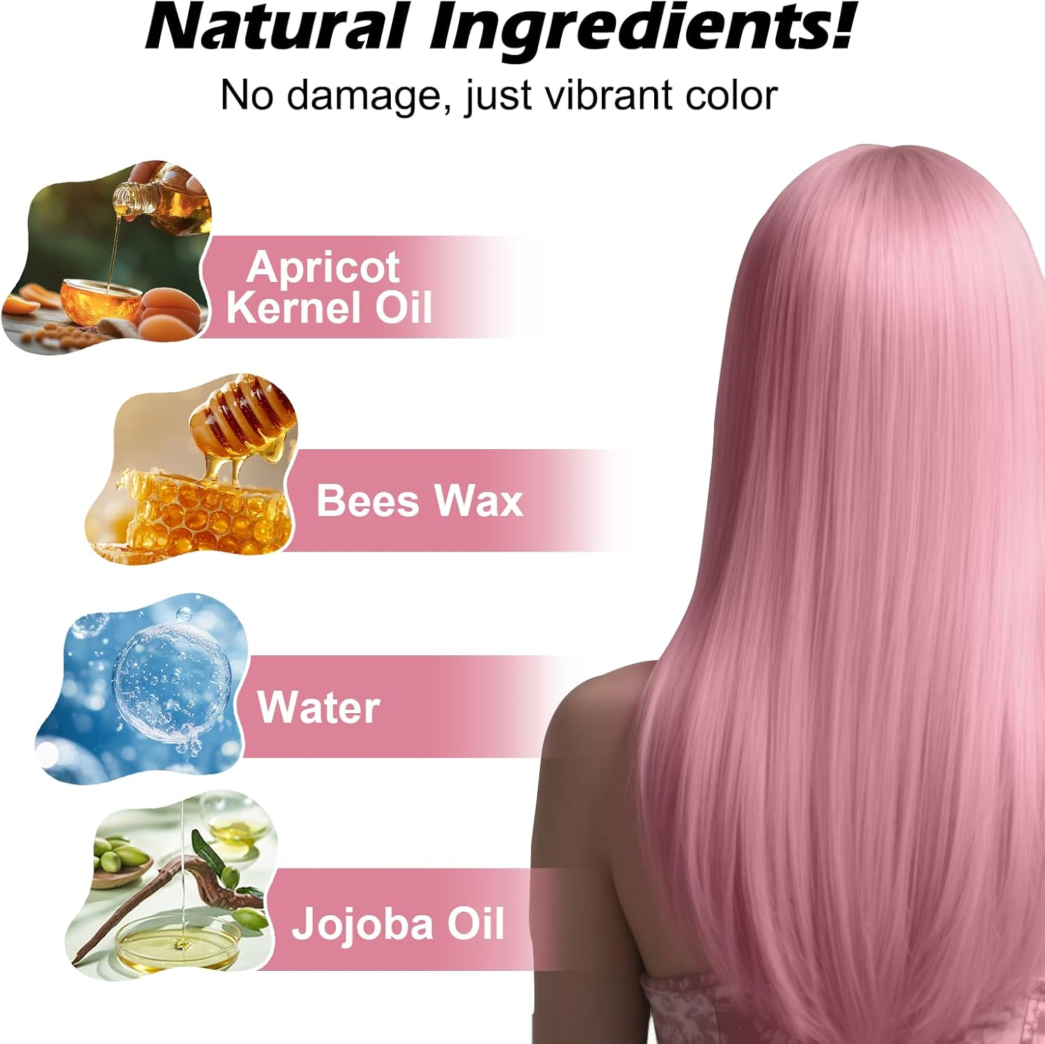 Lonstin Light Pink Hair Wax 100G Temporary Hair Color for Kids and Adults Washable Non Sticky Easy to Apply Suitable for Cosplay Halloween Party and Everyday Hair Styling