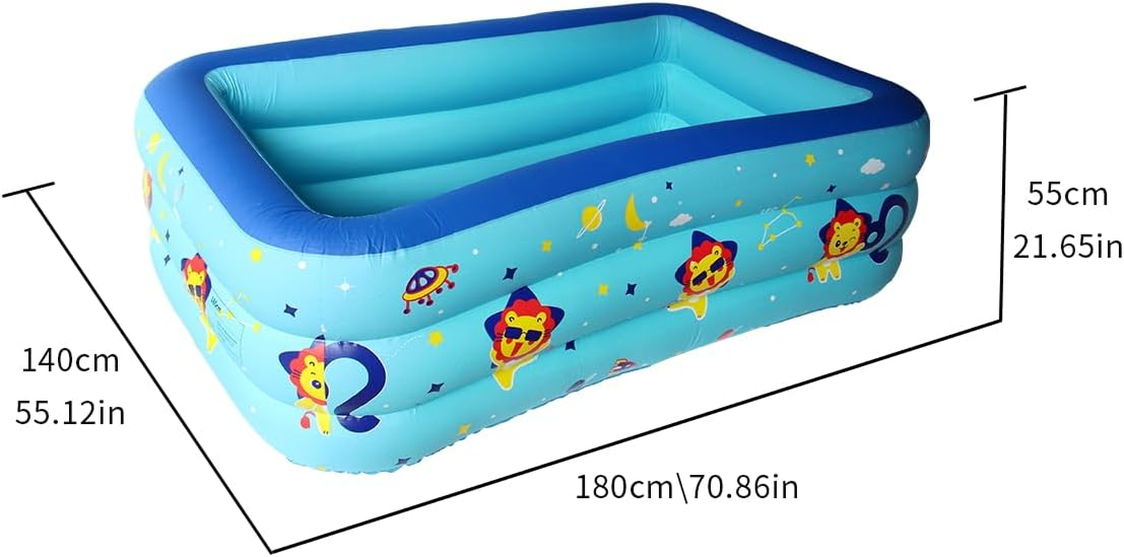 Baiao Inflatable Pool, Inflatable Swimming Pool for Adults, 71''*55'' Thickened Family Swimming Pool for Family Day, Outdoor, Garden, Backyard, Summer Water Party